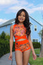 Criss Cross Bra Top - Neon Orange Viper - Ready to Ship - Final Sale