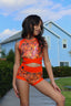 Criss Cross Bra Top - Neon Orange Viper - Ready to Ship - Final Sale