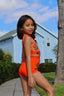 Criss Cross Bra Top - Neon Orange Viper - Ready to Ship - Final Sale