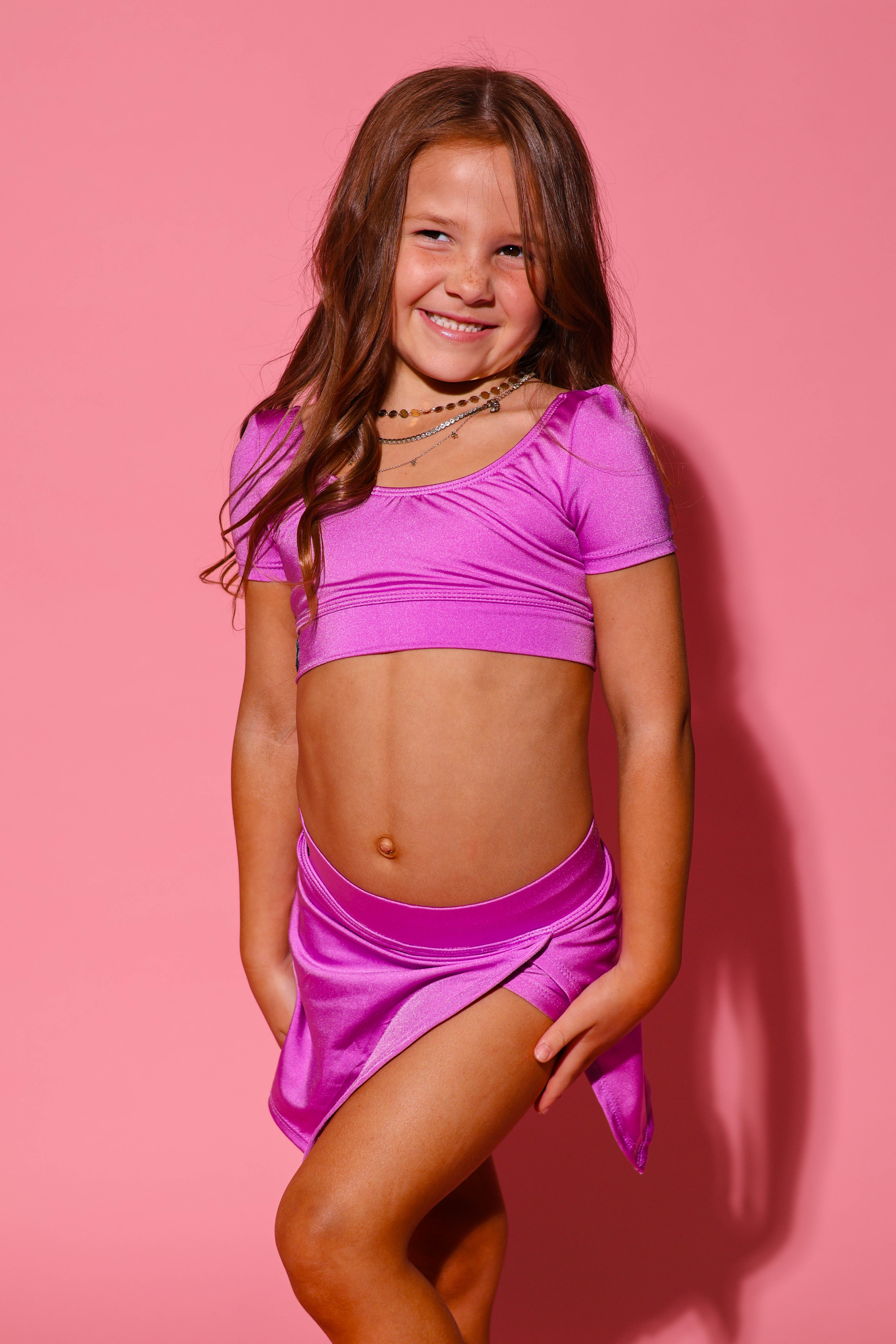 Demure Crop Top - Lilac Shiny - Ready To Ship