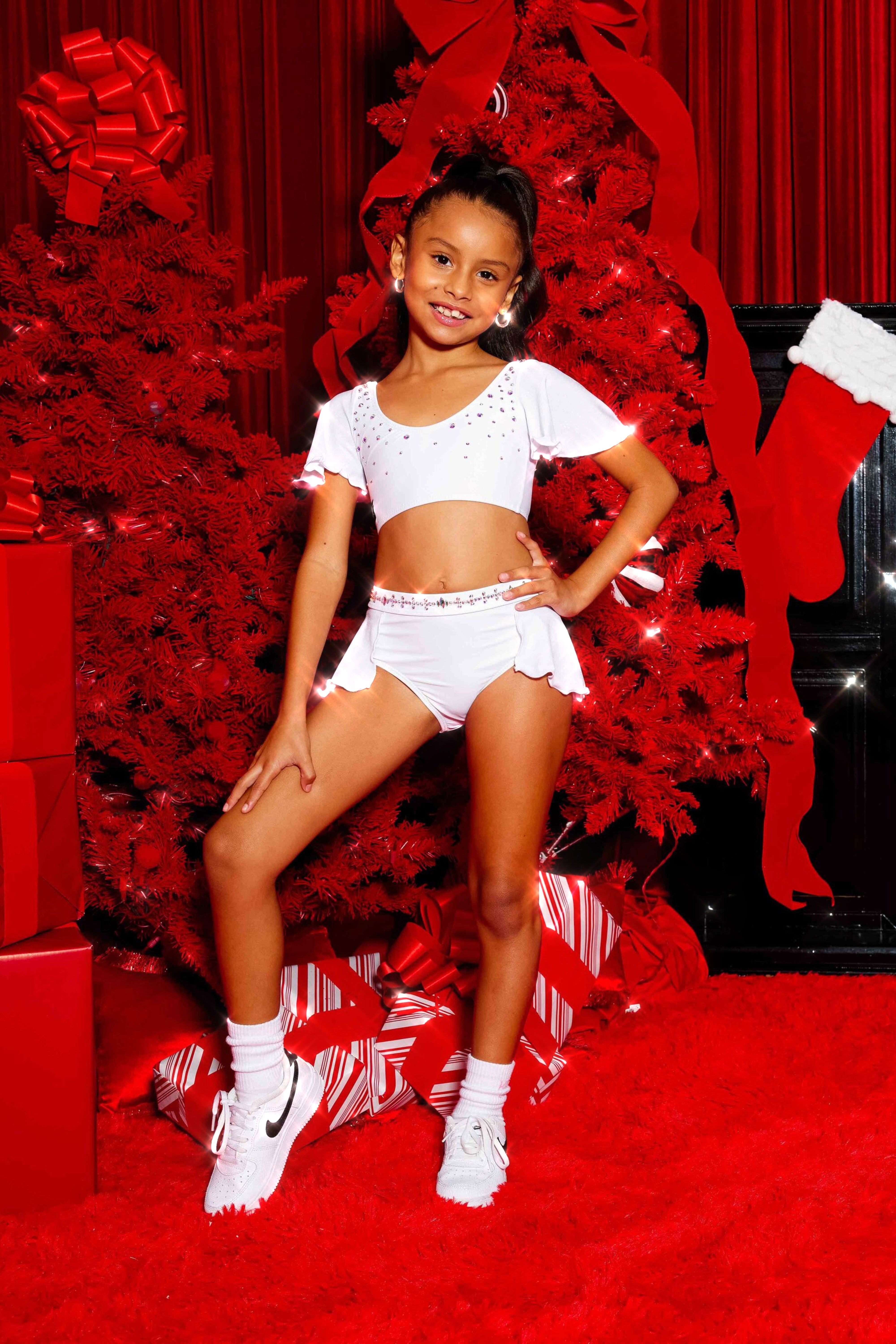 Flutter Glitter Bra Top - White Glitter - Ready To Ship