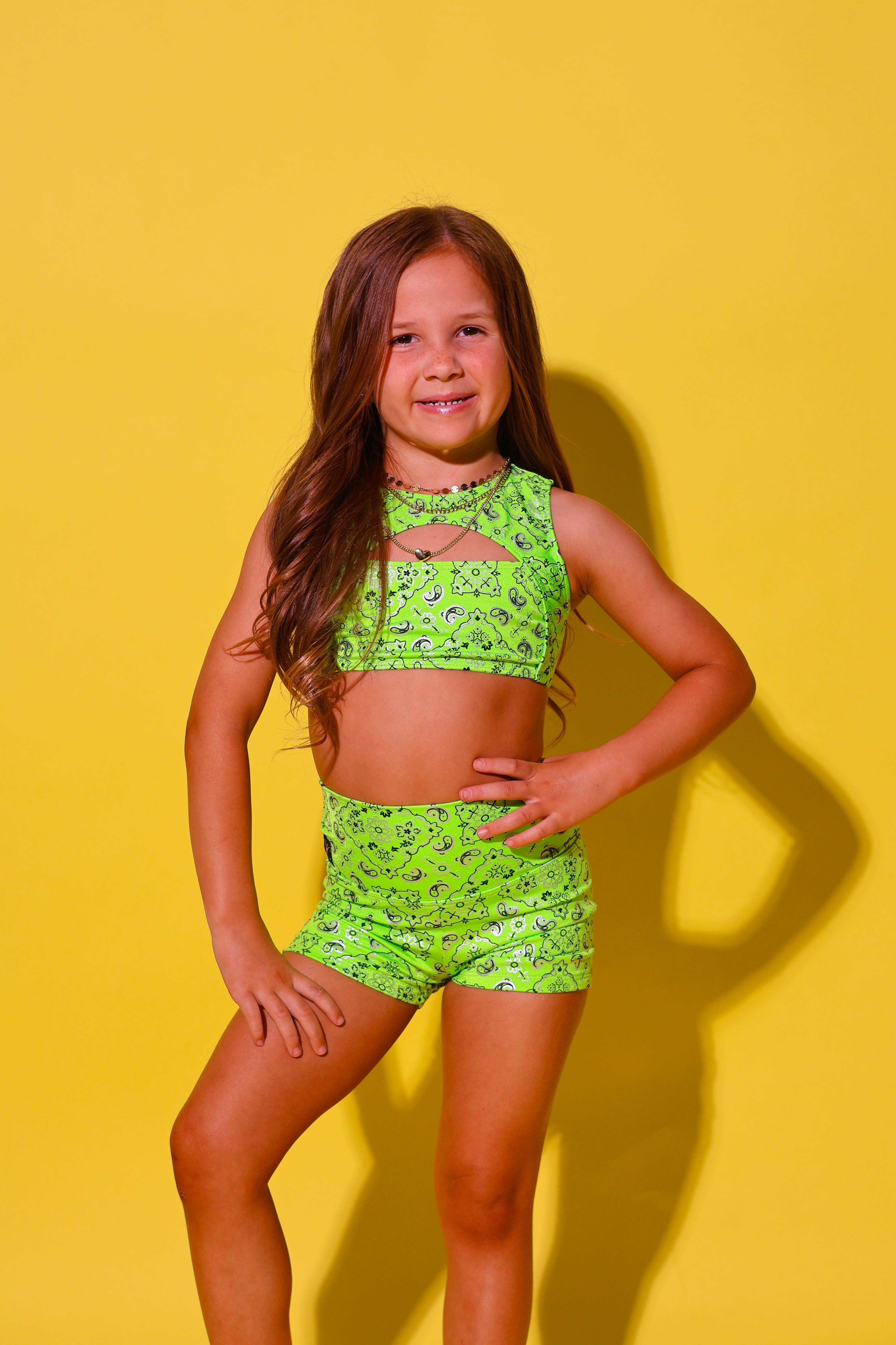 Anikka Short - Neon Green Bandana - Ready to Ship