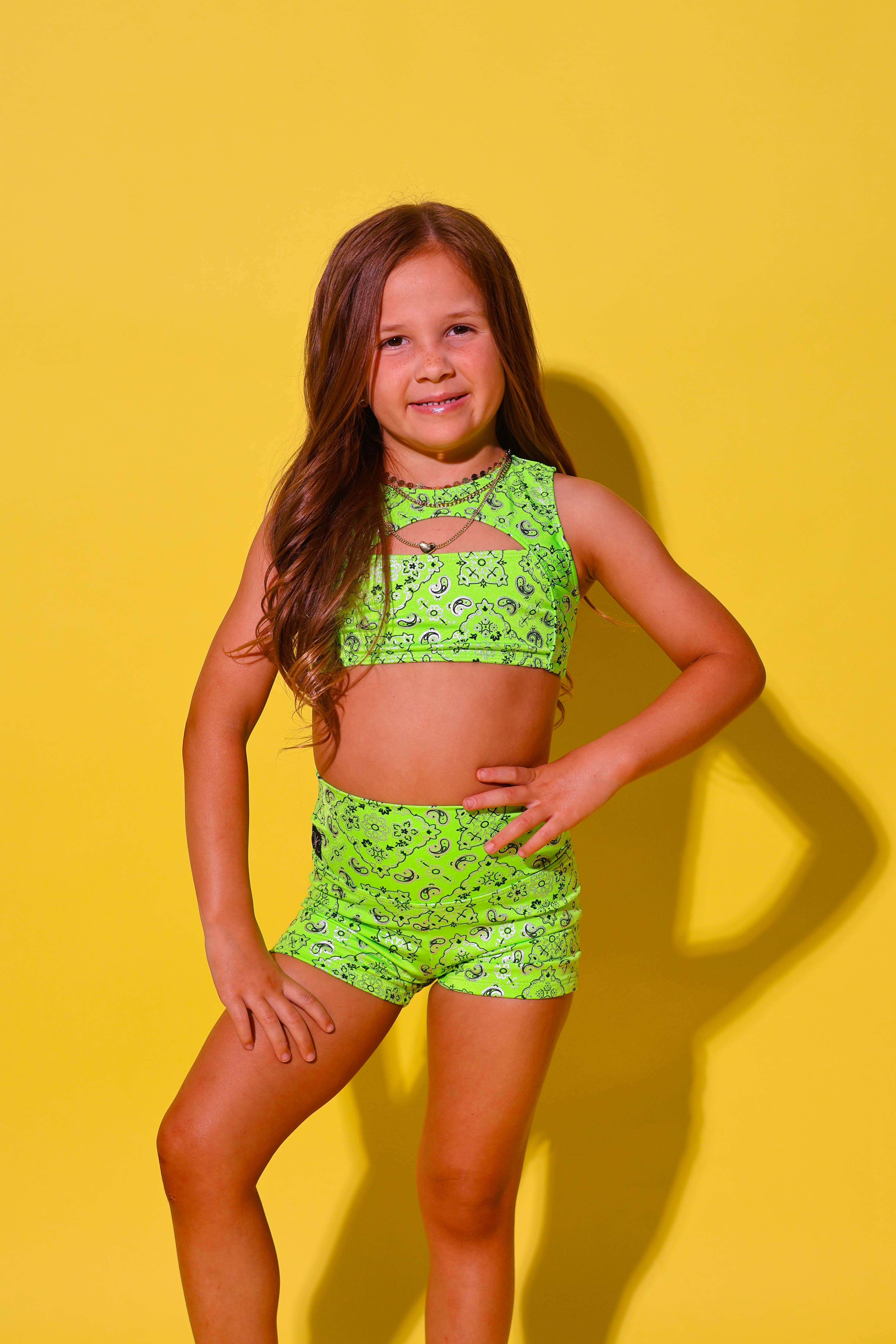 Anikka Short - Neon Green Bandana - Ready to Ship