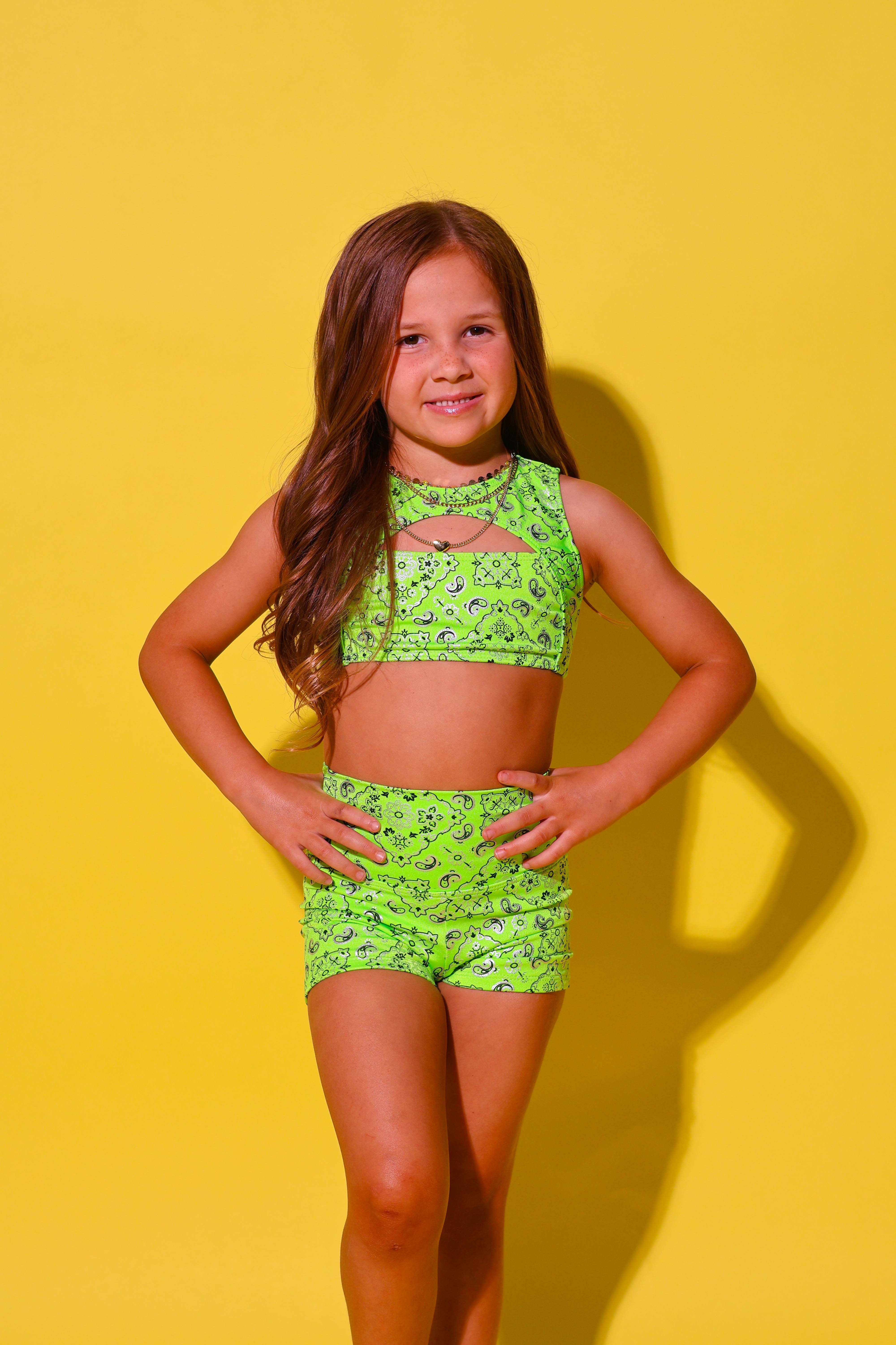 Anikka Short - Neon Green Bandana - Ready to Ship