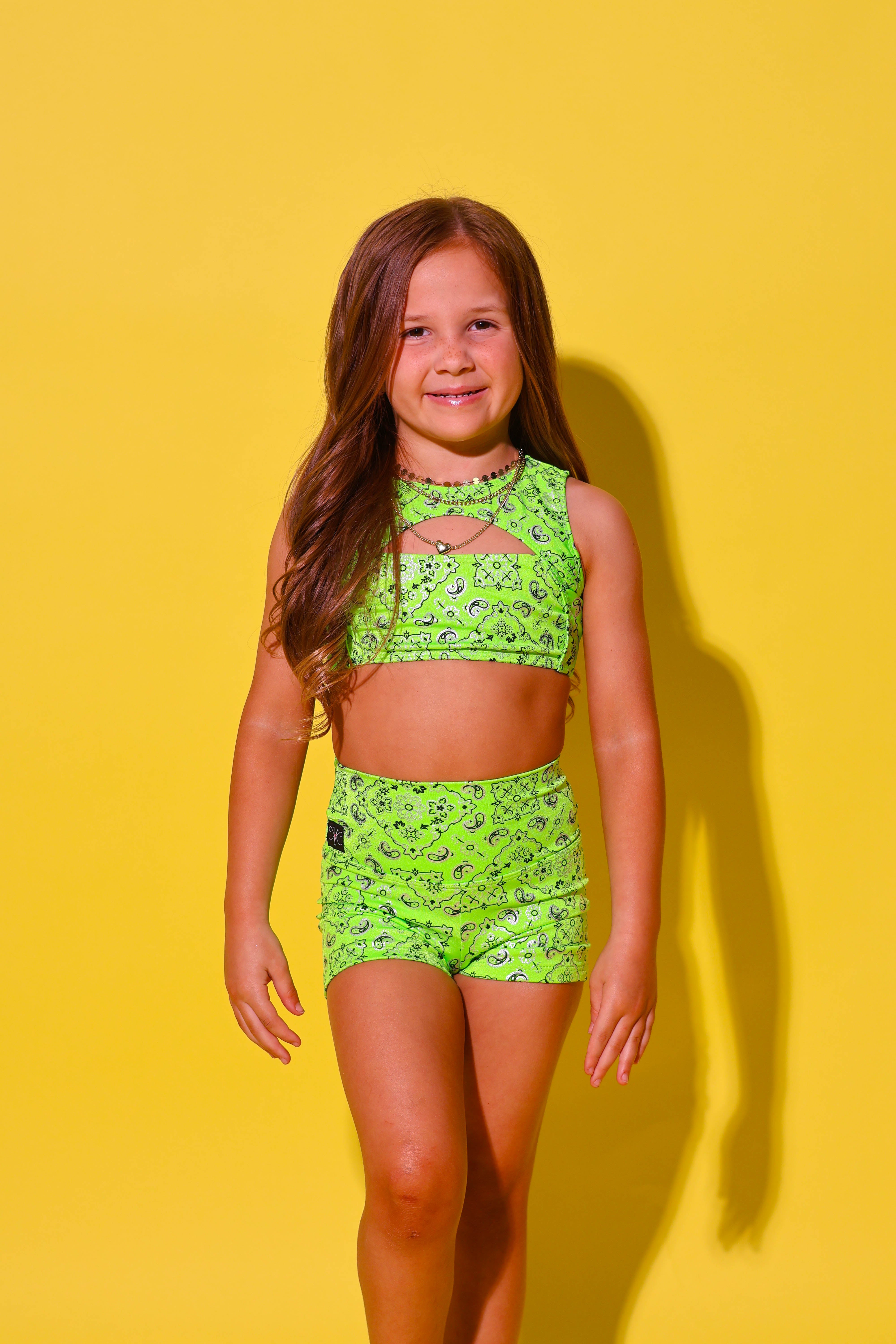 Anikka Short - Neon Green Bandana - Ready to Ship