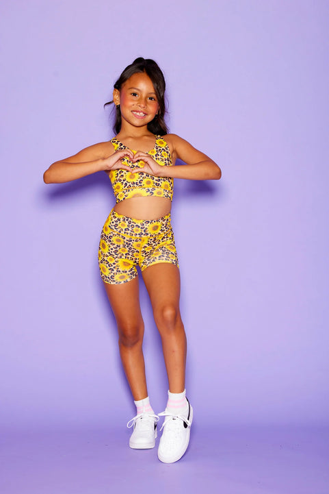 Darling Bra Top - Cheetah/Sunflowers - Sparkle Plum Exclusive - Ready to Ship