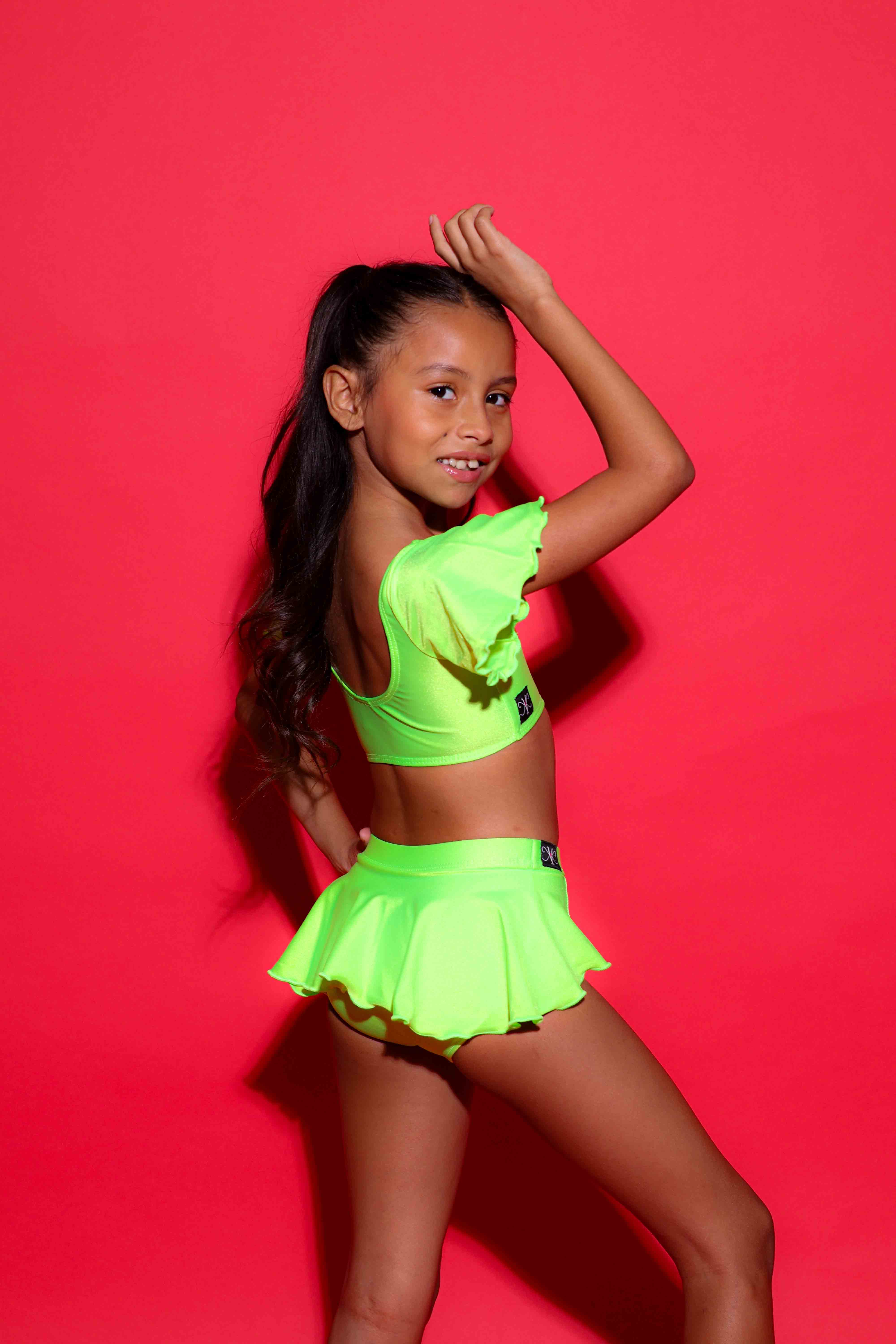 Flutter Brief - Neon Green Shiny - Ready To Ship