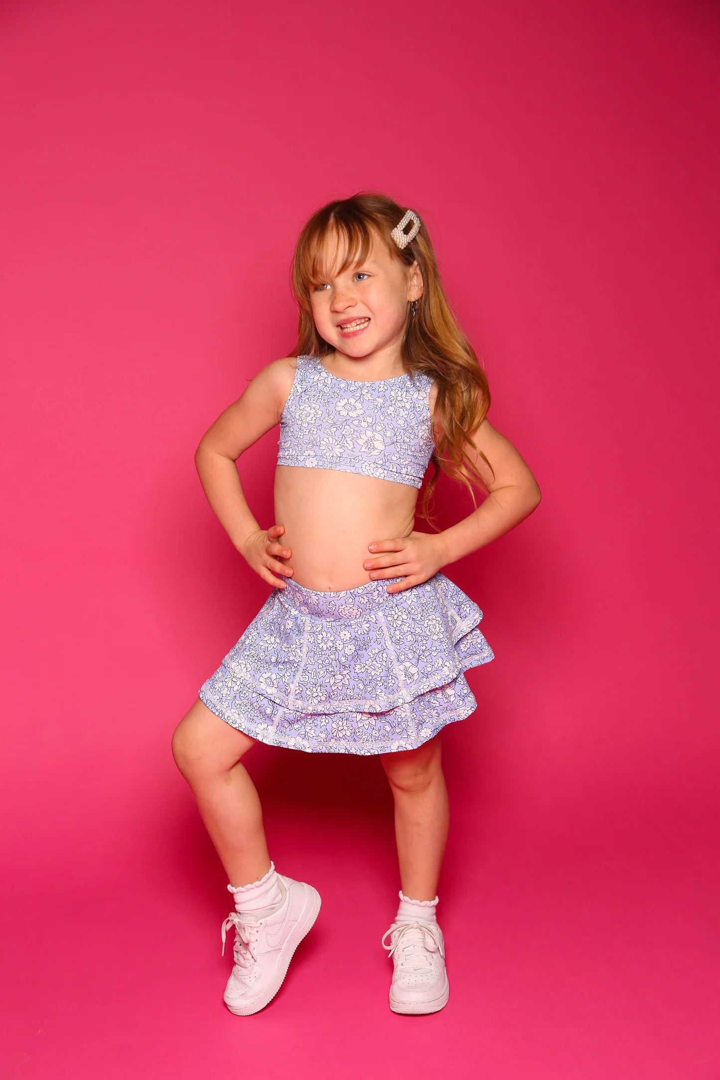 Love Bug Ruffle Skort - Periwinkle Floral - Sparkle Plum Exclusive - Ready to Ship