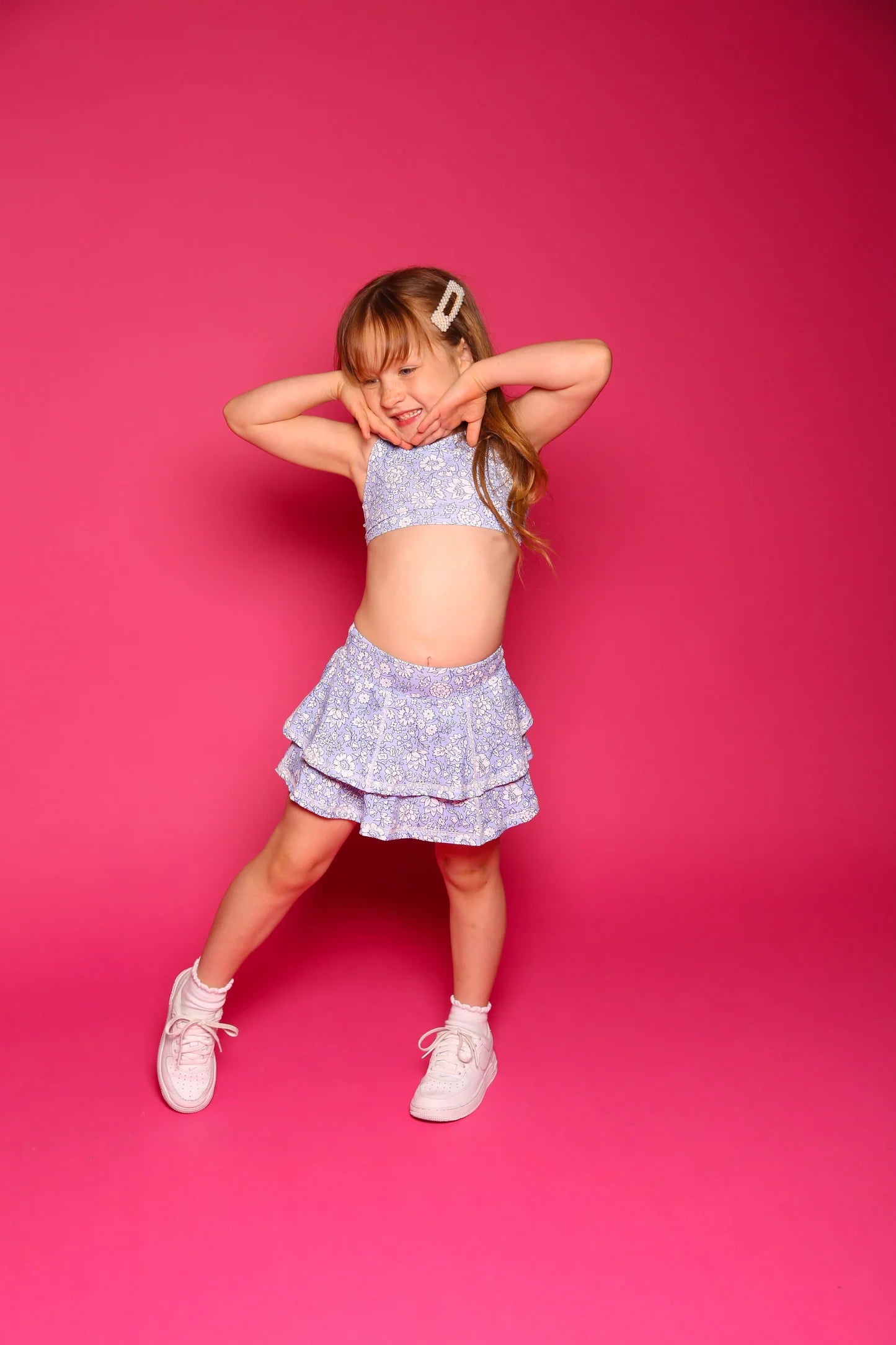 Love Bug Ruffle Skort - Periwinkle Floral - Sparkle Plum Exclusive - Ready to Ship