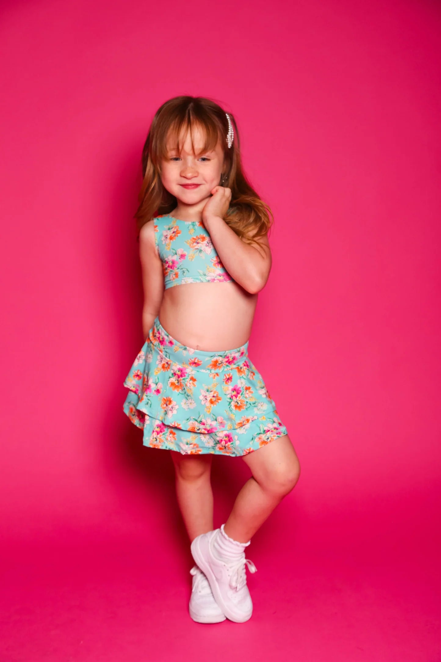 Love Bug Ruffle Skort - Mint Summer Floral - Sparkle Plum Exclusive - Ready to Ship