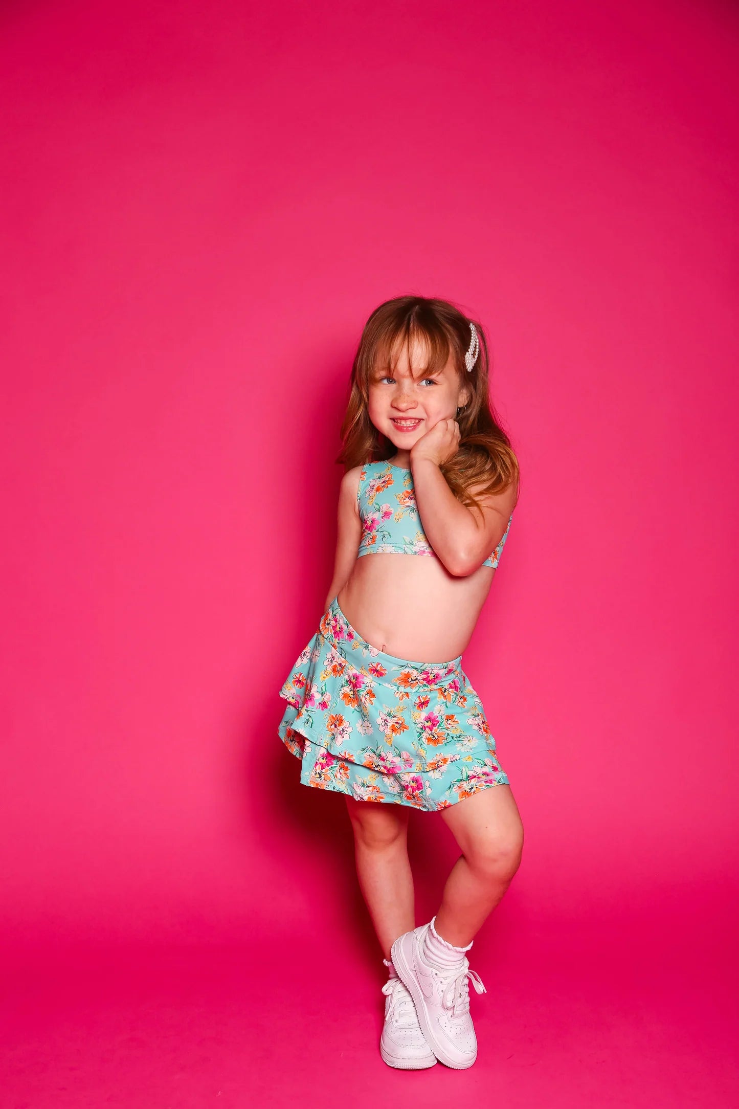 Love Bug Ruffle Skort - Mint Summer Floral - Sparkle Plum Exclusive - Ready to Ship