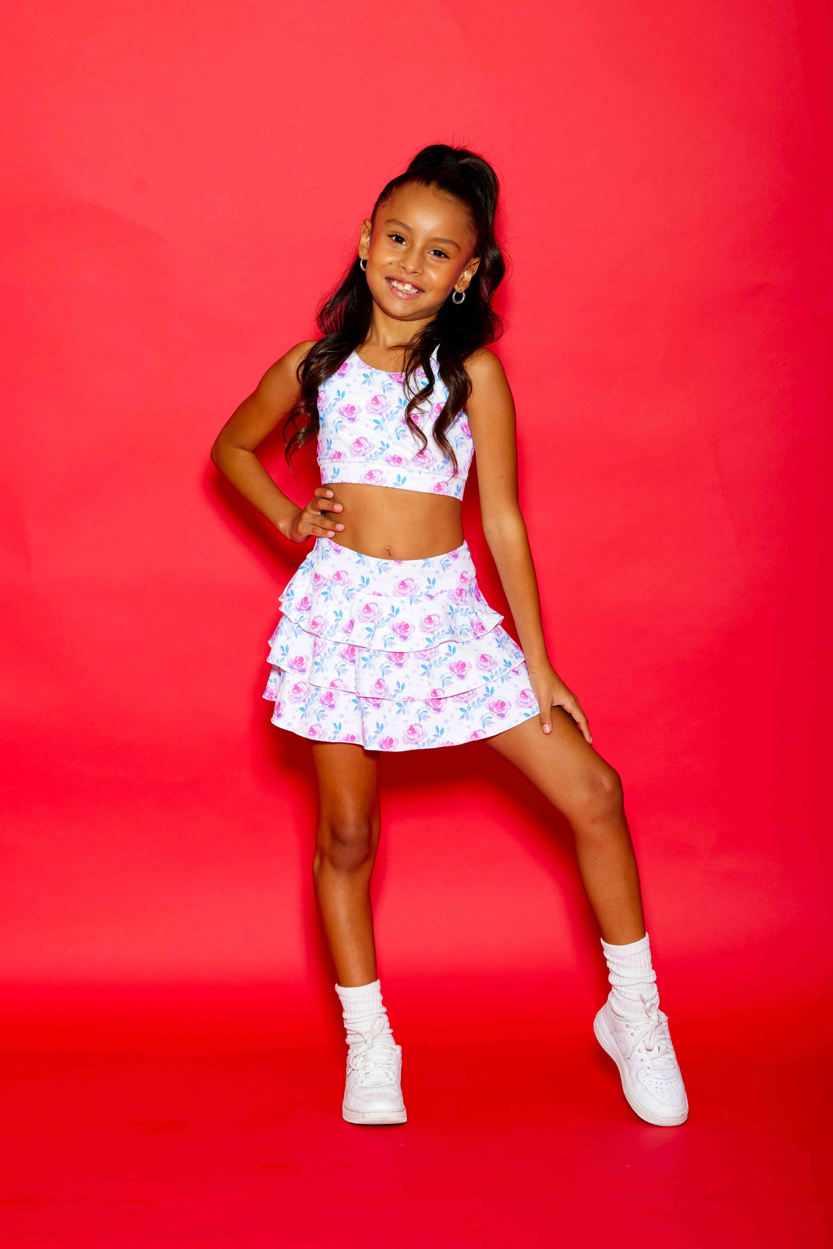 Sweetie Pie Ruffle Skort - Rosie Posie - Sparkle Plum Exclusive - Ready to Ship