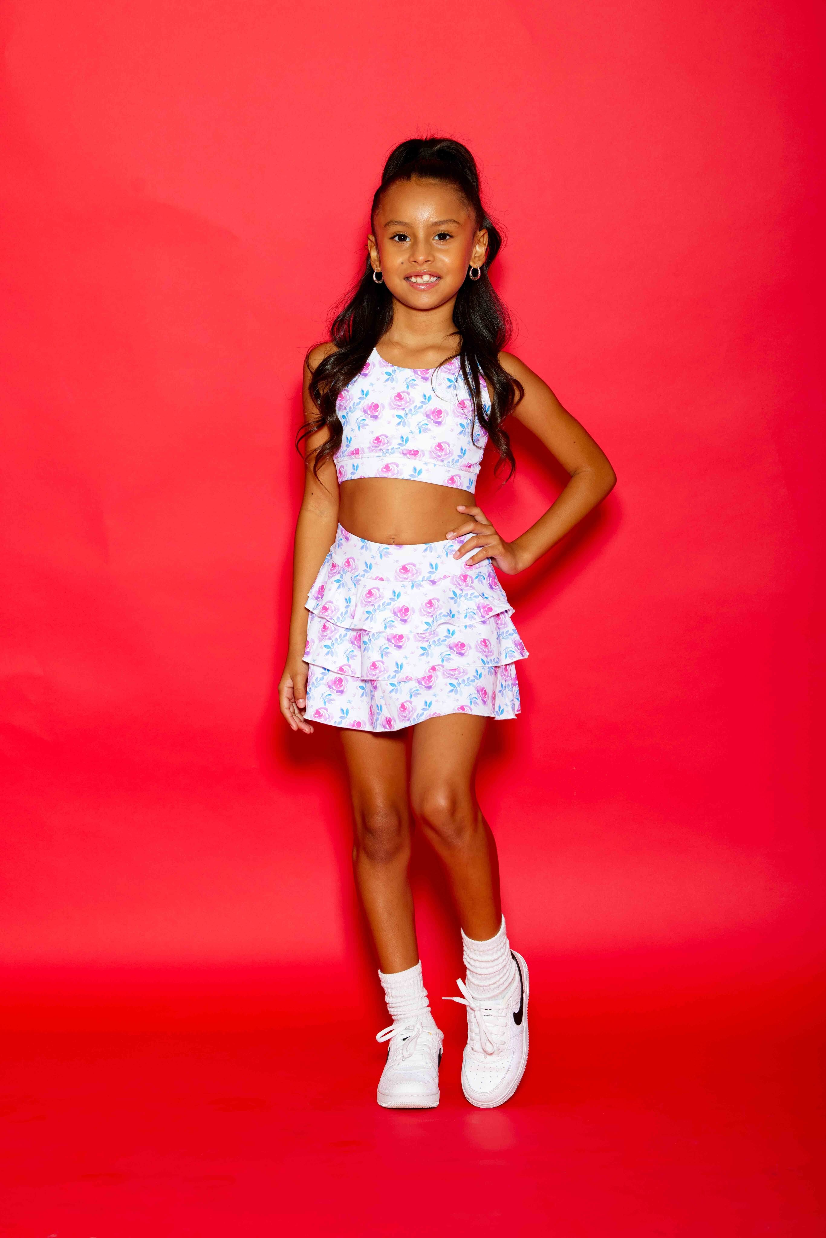 Sweetie Pie Ruffle Skort - Rosie Posie - Sparkle Plum Exclusive - Ready to Ship