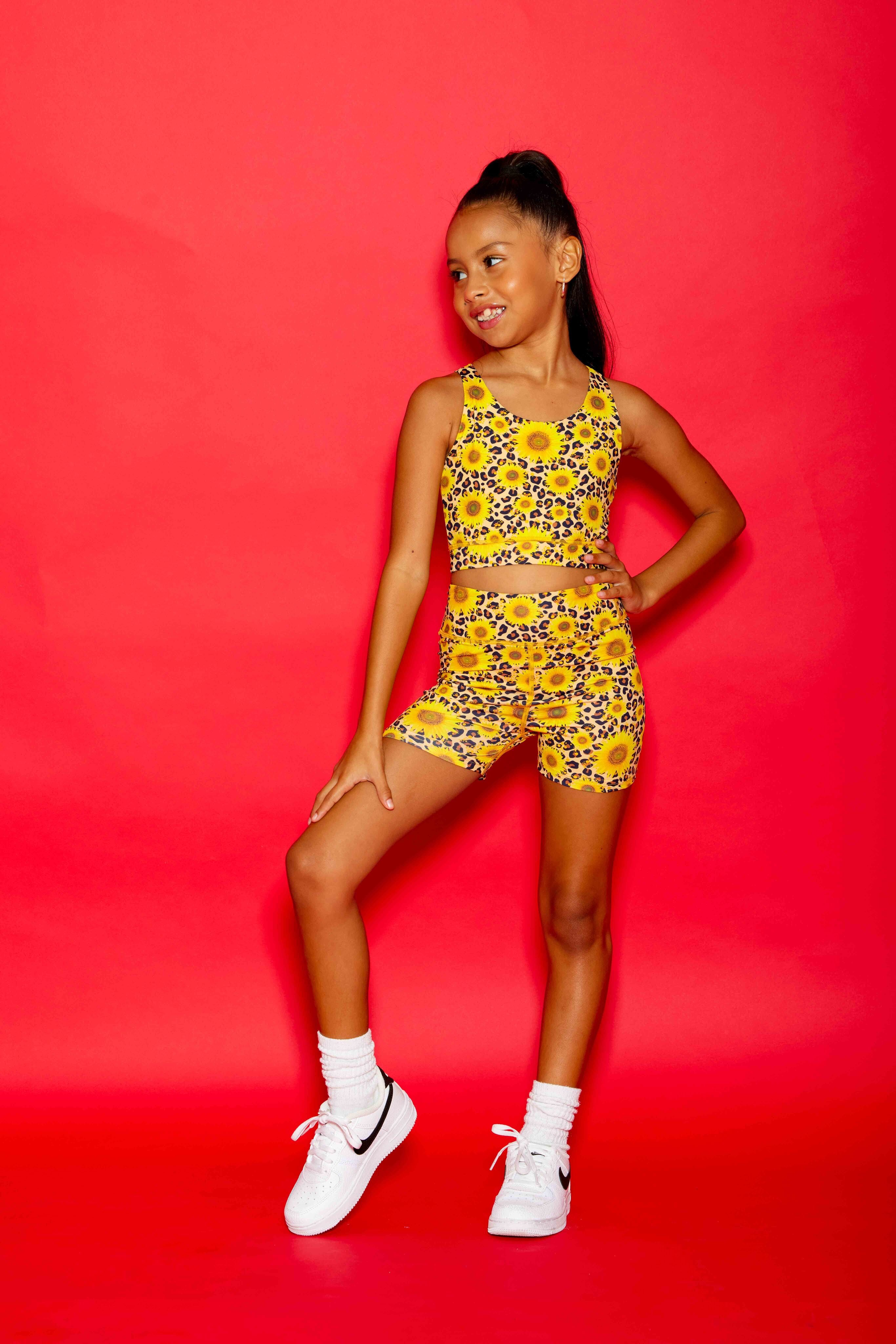 Darling Short - Cheetah/Sunflowers - Sparkle Plum Exclusive - Ready to Ship