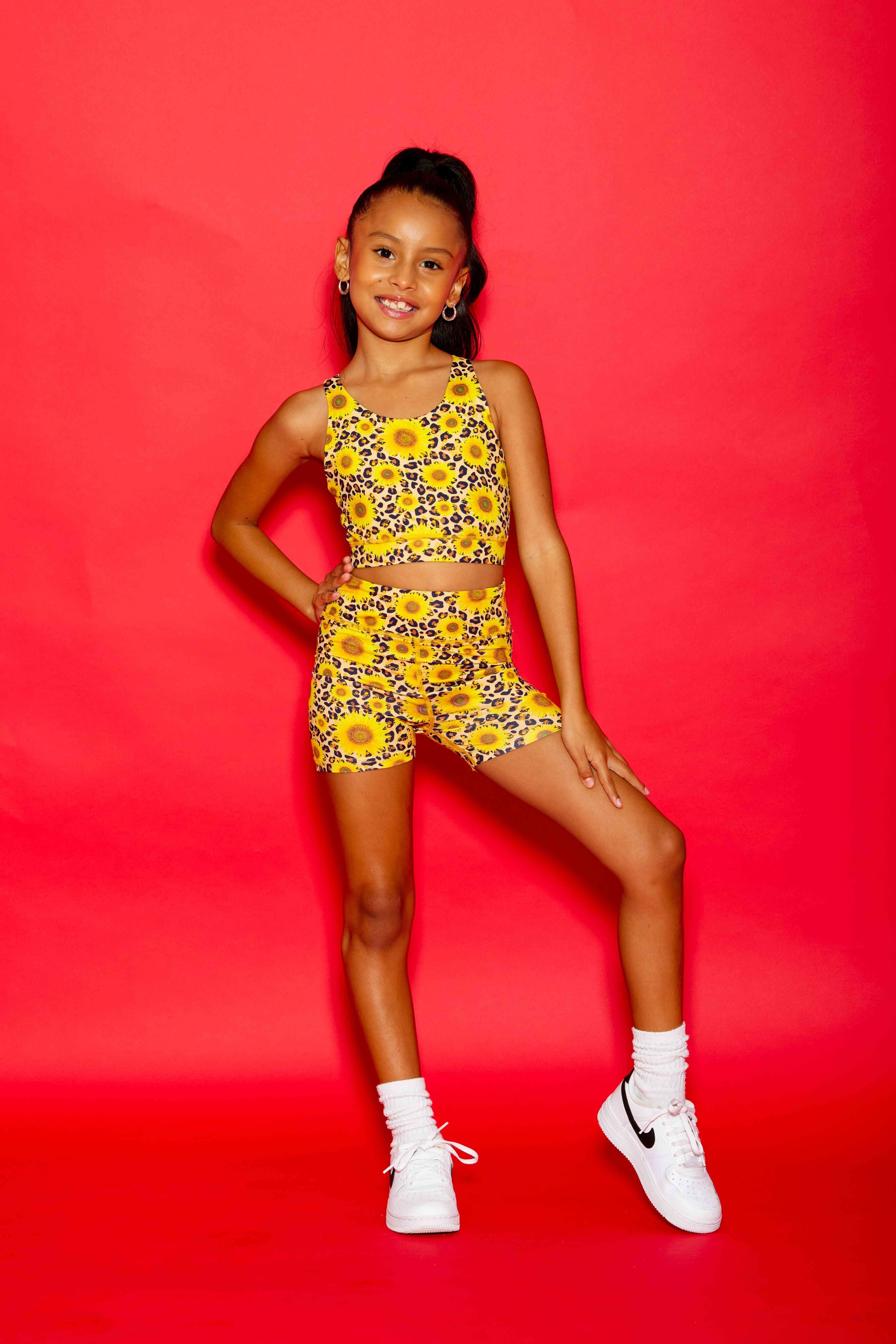 Darling Short - Cheetah/Sunflowers - Sparkle Plum Exclusive - Ready to Ship