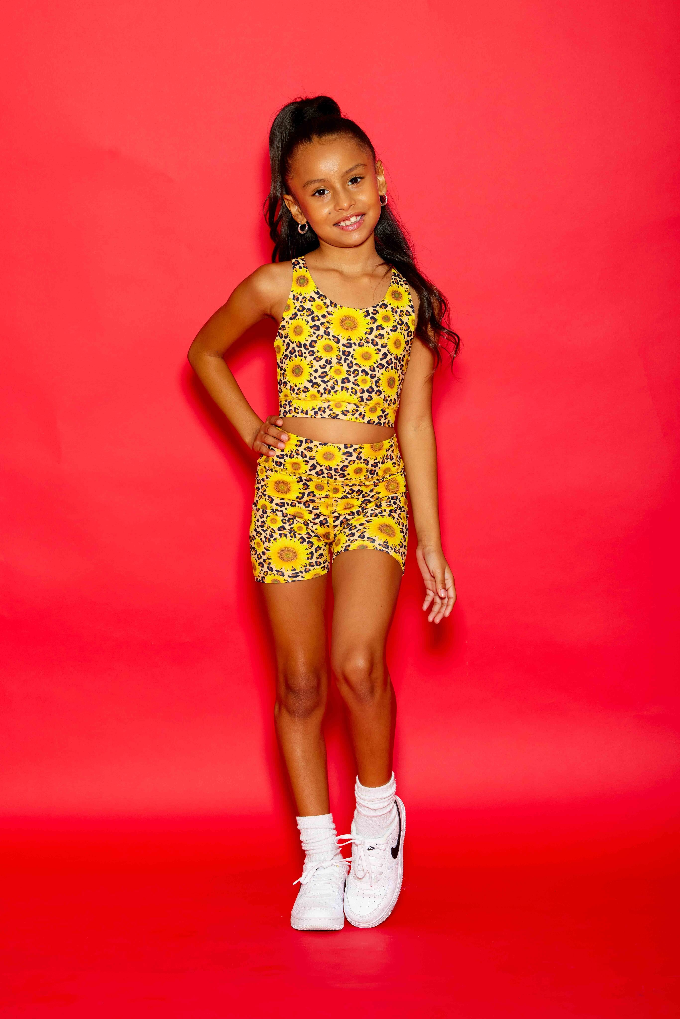 Darling Short - Cheetah/Sunflowers - Sparkle Plum Exclusive - Ready to Ship