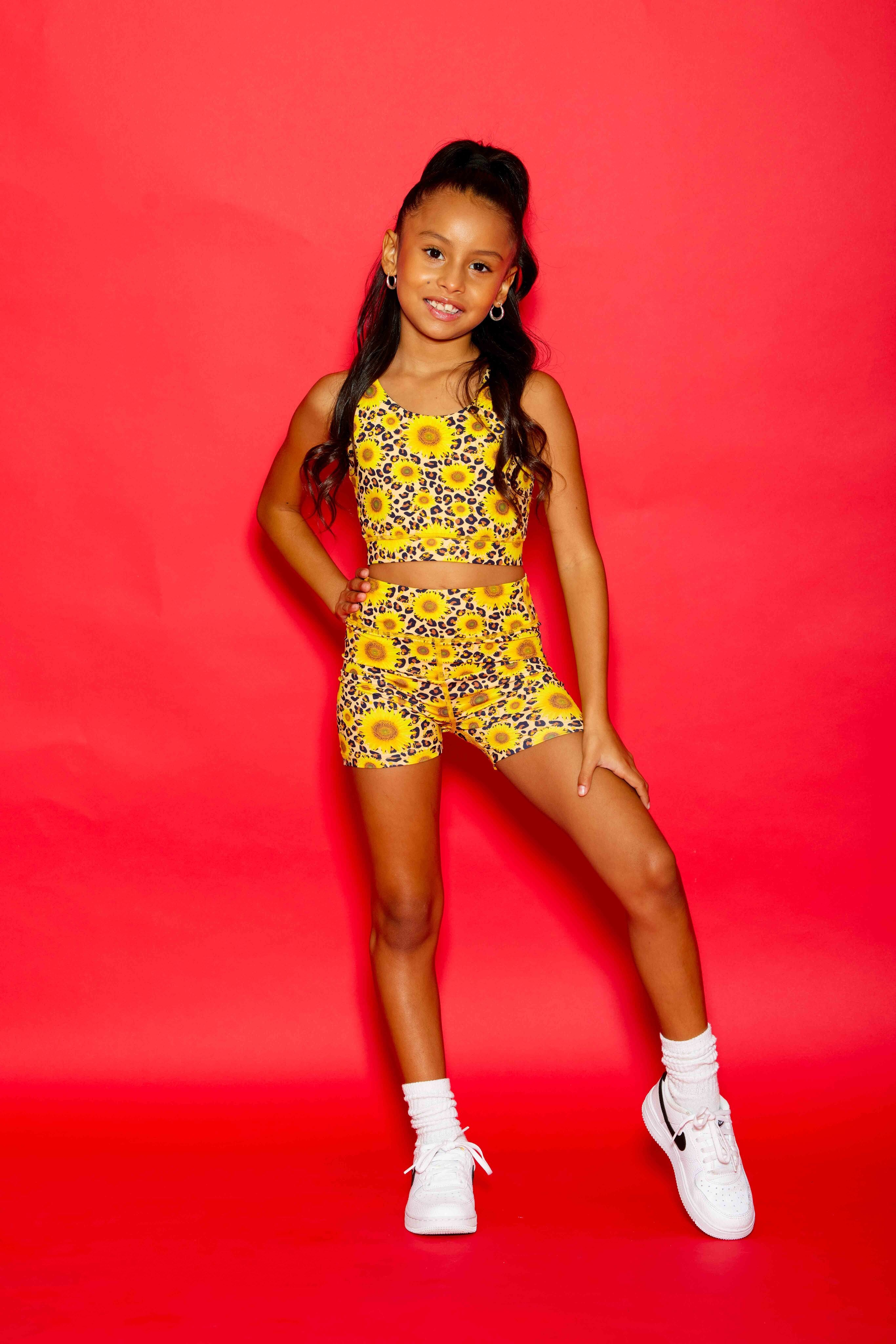 Darling Short - Cheetah/Sunflowers - Sparkle Plum Exclusive - Ready to Ship