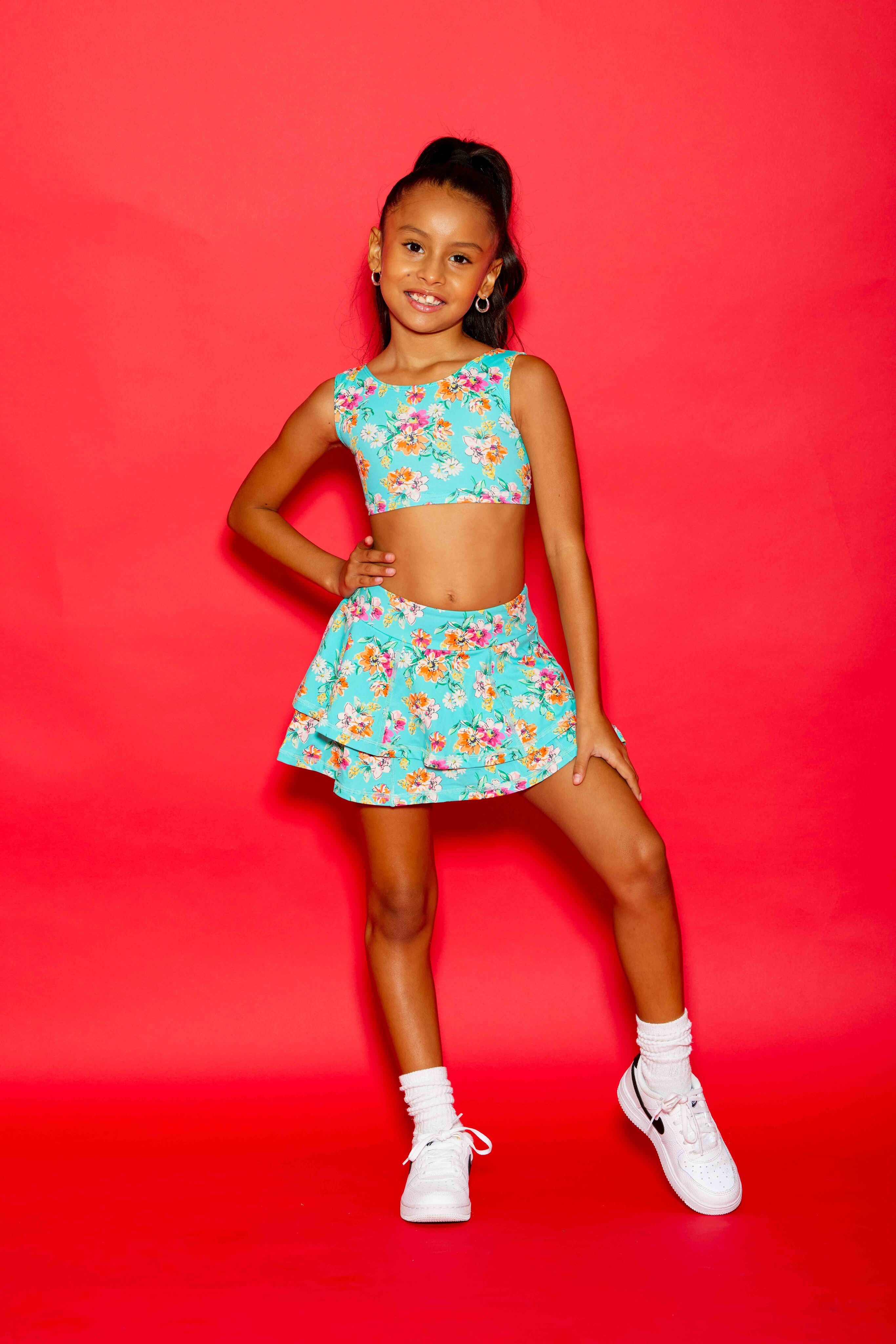 Love Bug Ruffle Skort - Mint Summer Floral - Sparkle Plum Exclusive - Ready to Ship