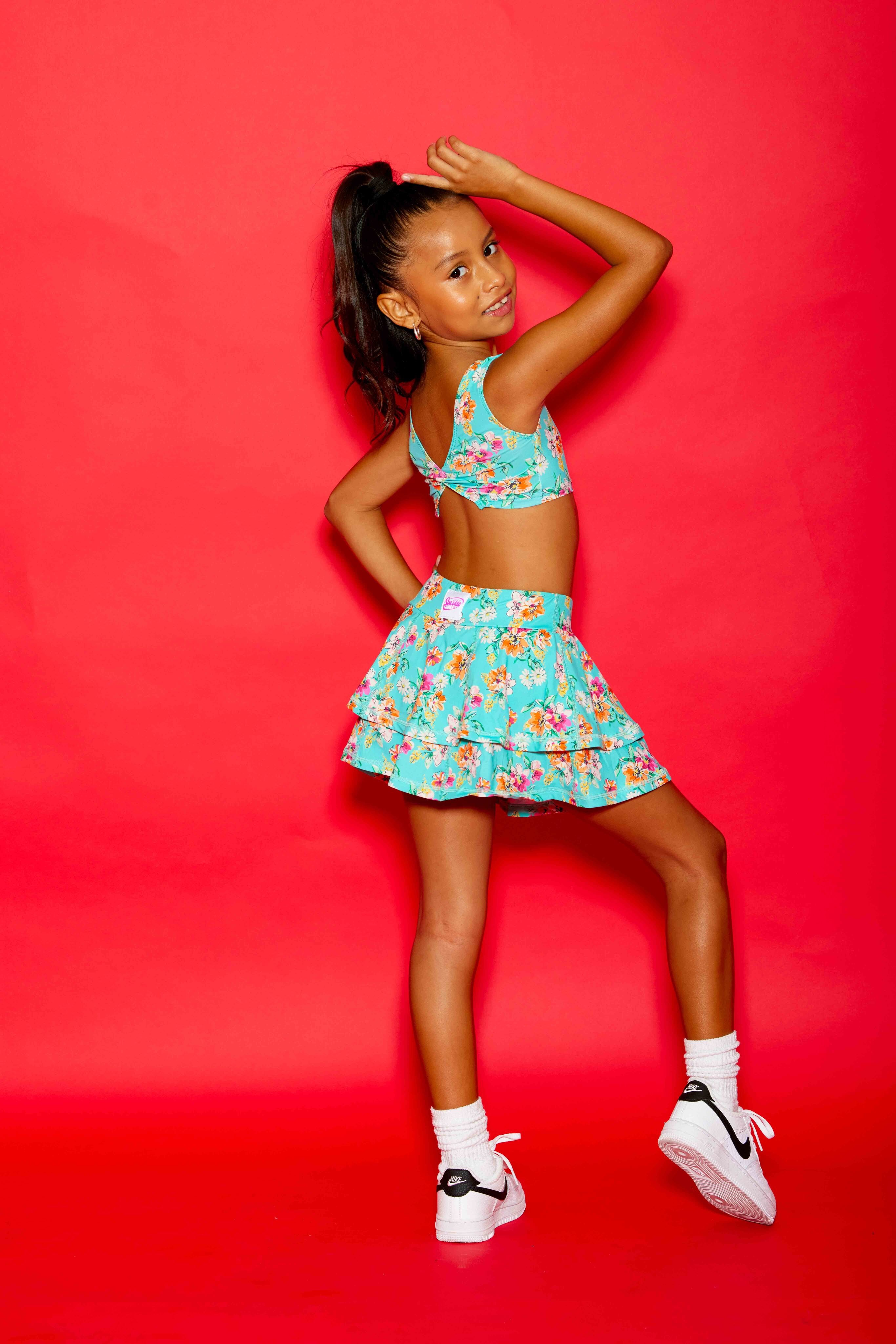 Love Bug Ruffle Skort - Mint Summer Floral - Sparkle Plum Exclusive - Ready to Ship