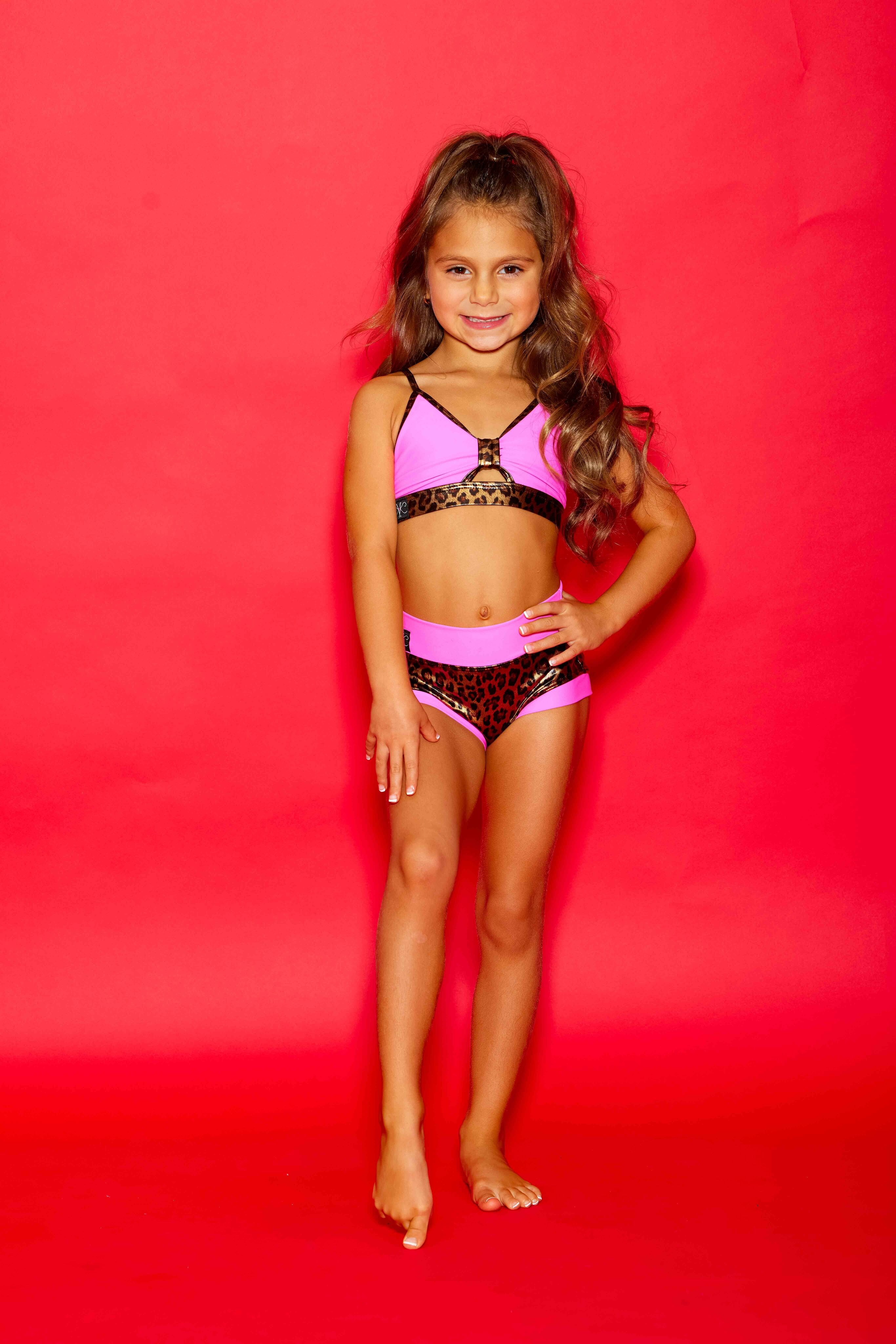 Glow Up! Bra Top - Neon Pink/Glow Cheetah - Ready To Ship