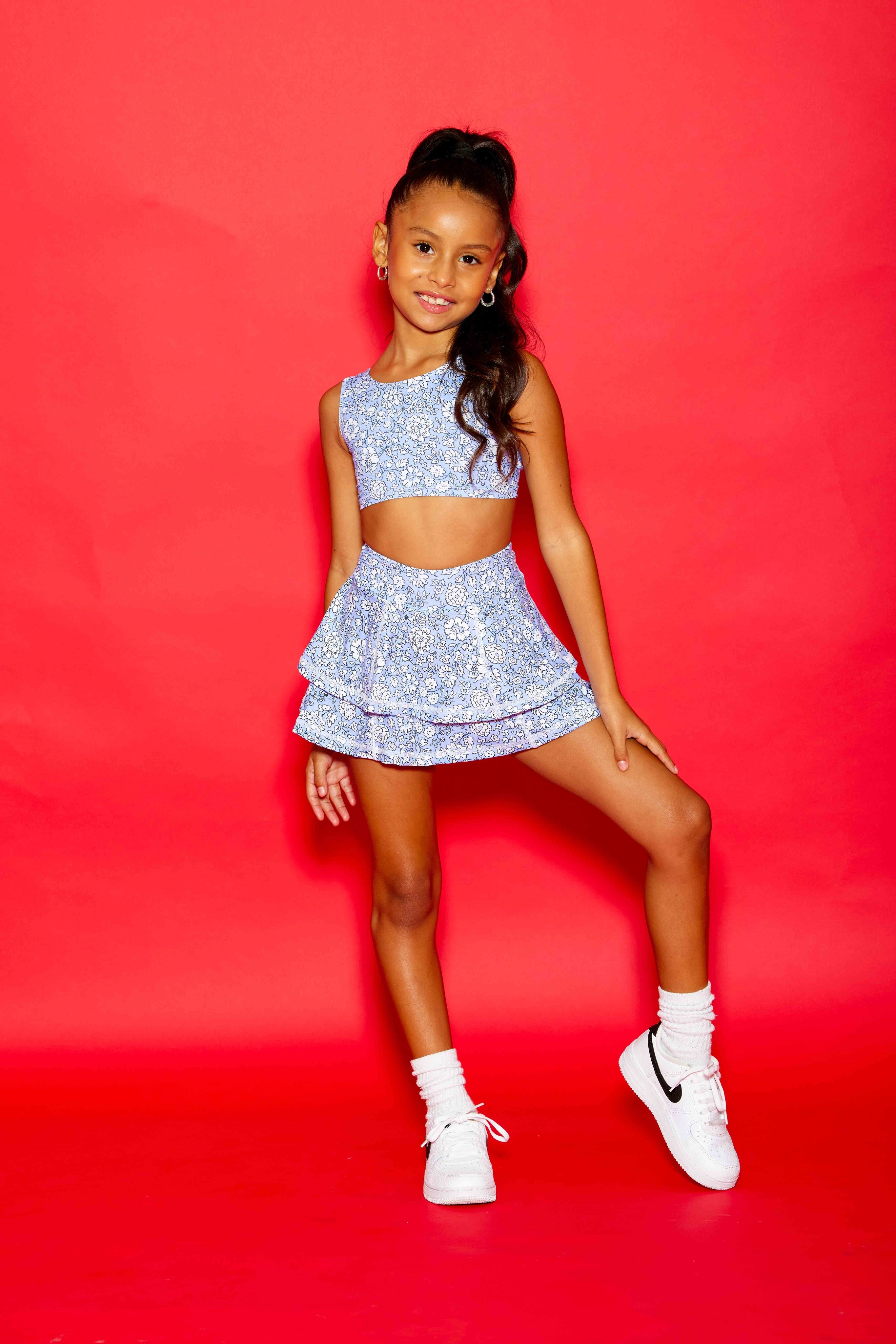 Love Bug Ruffle Skort - Periwinkle Floral - Sparkle Plum Exclusive - Ready to Ship