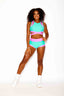 Criss Cross Bra Top - Mint/Neon Pink - Ready To Ship