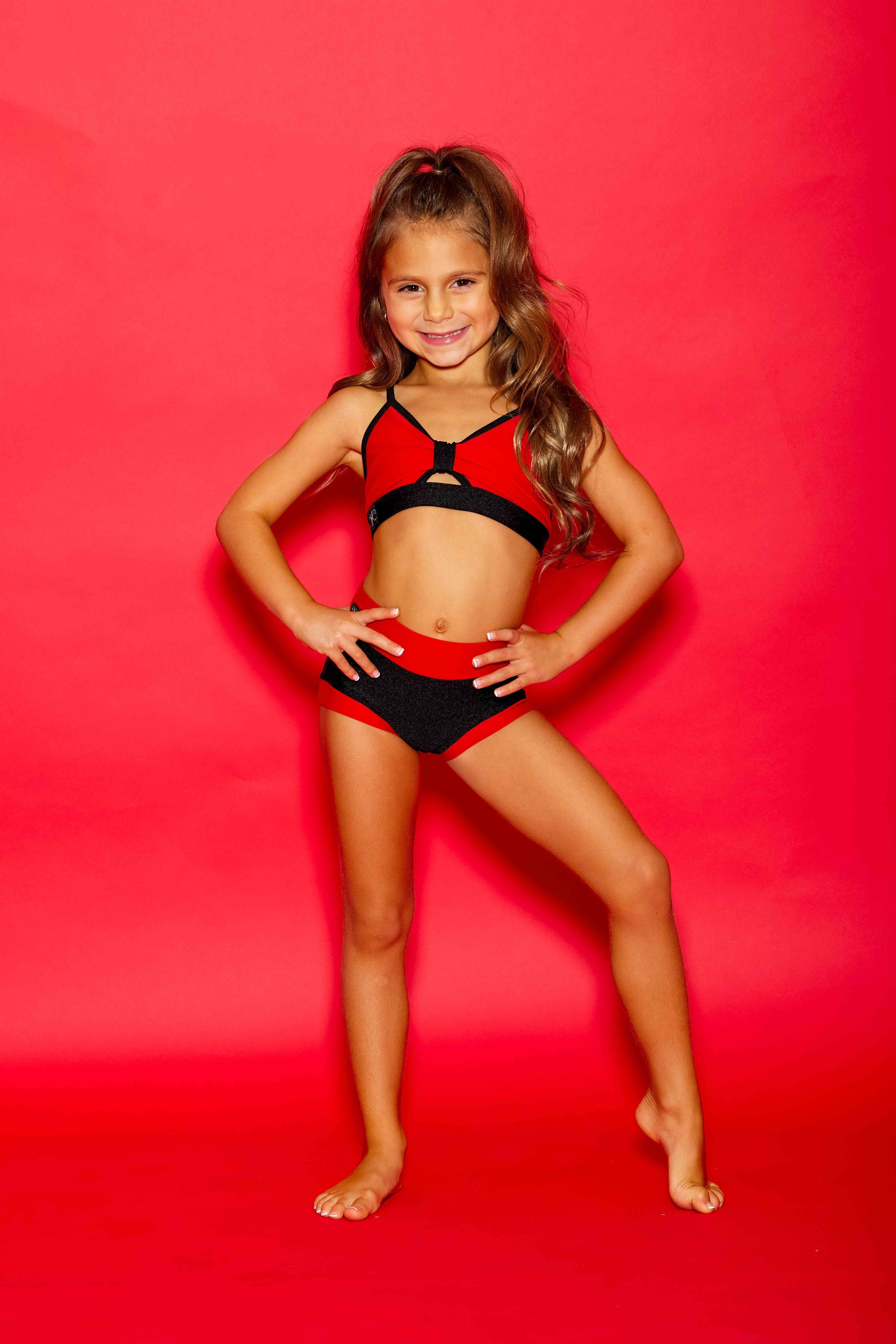 Glow Up! Bra Top - Shiny Red/Black Shiny - Ready To Ship