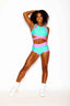 Criss Cross Bra Top - Mint/Neon Pink - Ready To Ship