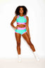 Criss Cross Bra Top - Mint/Neon Pink - Ready To Ship