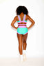 Criss Cross Bra Top - Mint/Neon Pink - Ready To Ship