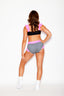 Ready, Set, Dash Bra Top - B/W Checkered/Neon Pink/Black - Ready to Ship