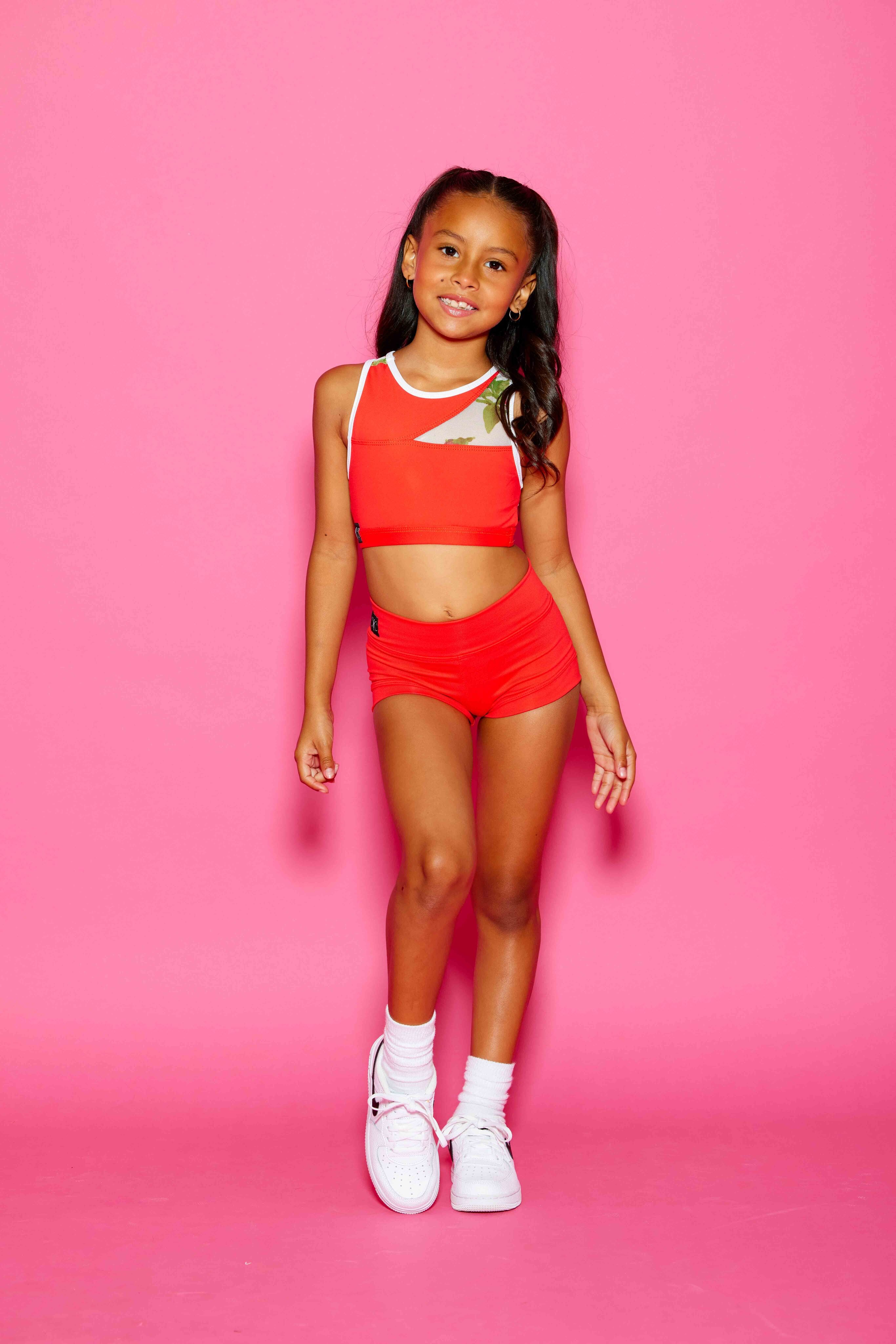 Never Better Bra Top - Neon Coral/Cherry Blossom - Ready To Ship