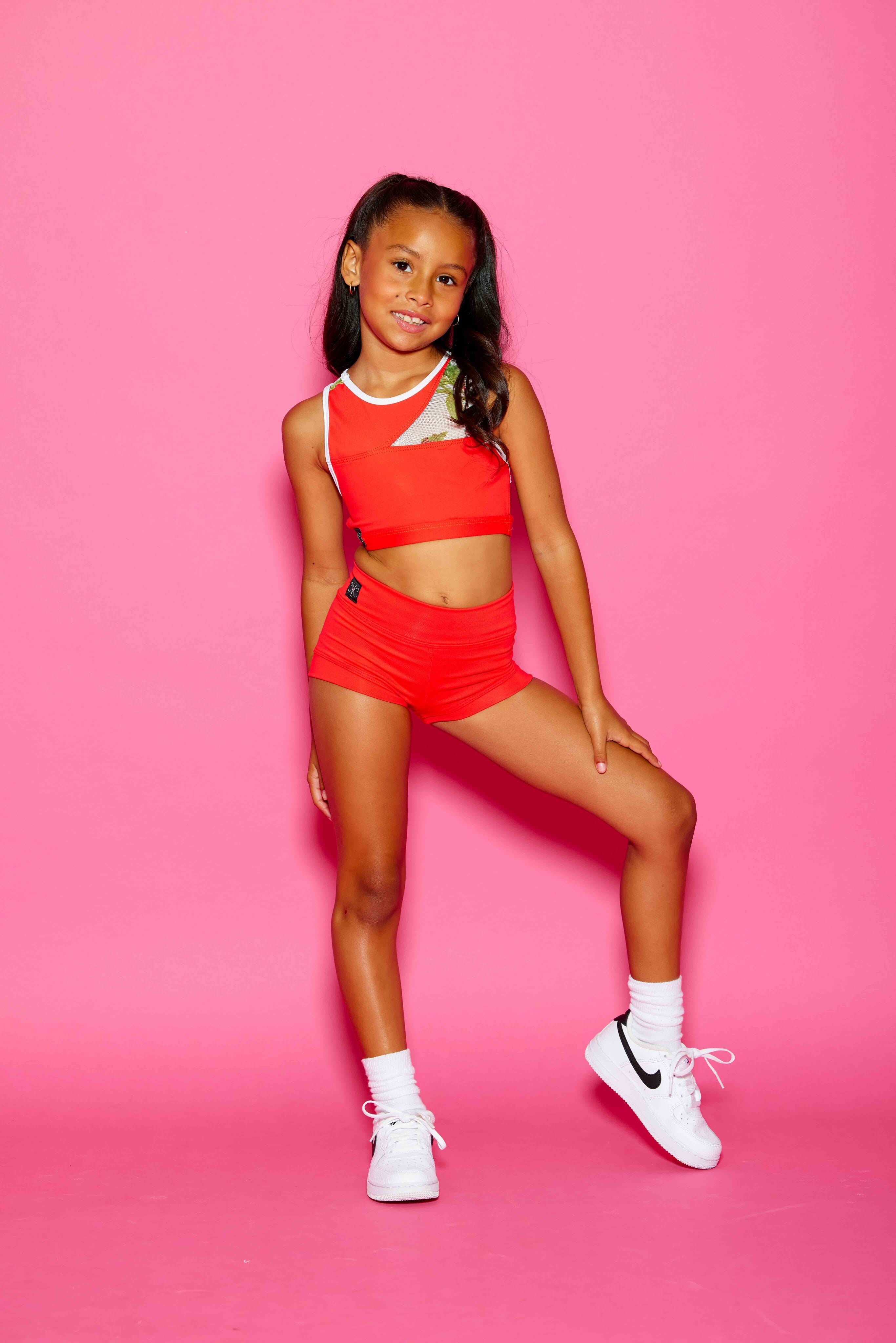 Never Better Bra Top - Neon Coral/Cherry Blossom - Ready To Ship