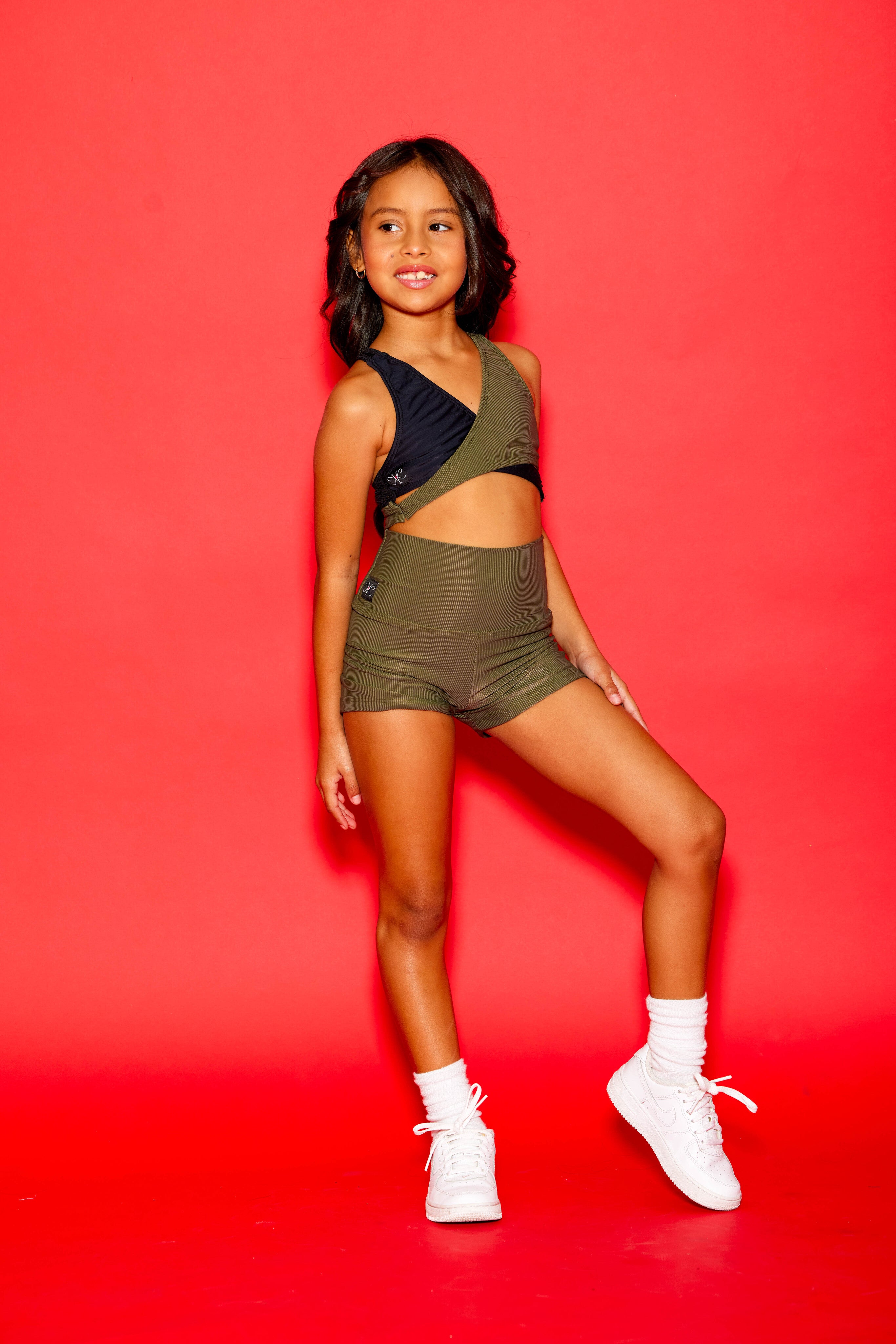 Cross Me Not Ribbed Dash Short - Olive Ribbed - Ready To Ship - Final Sale