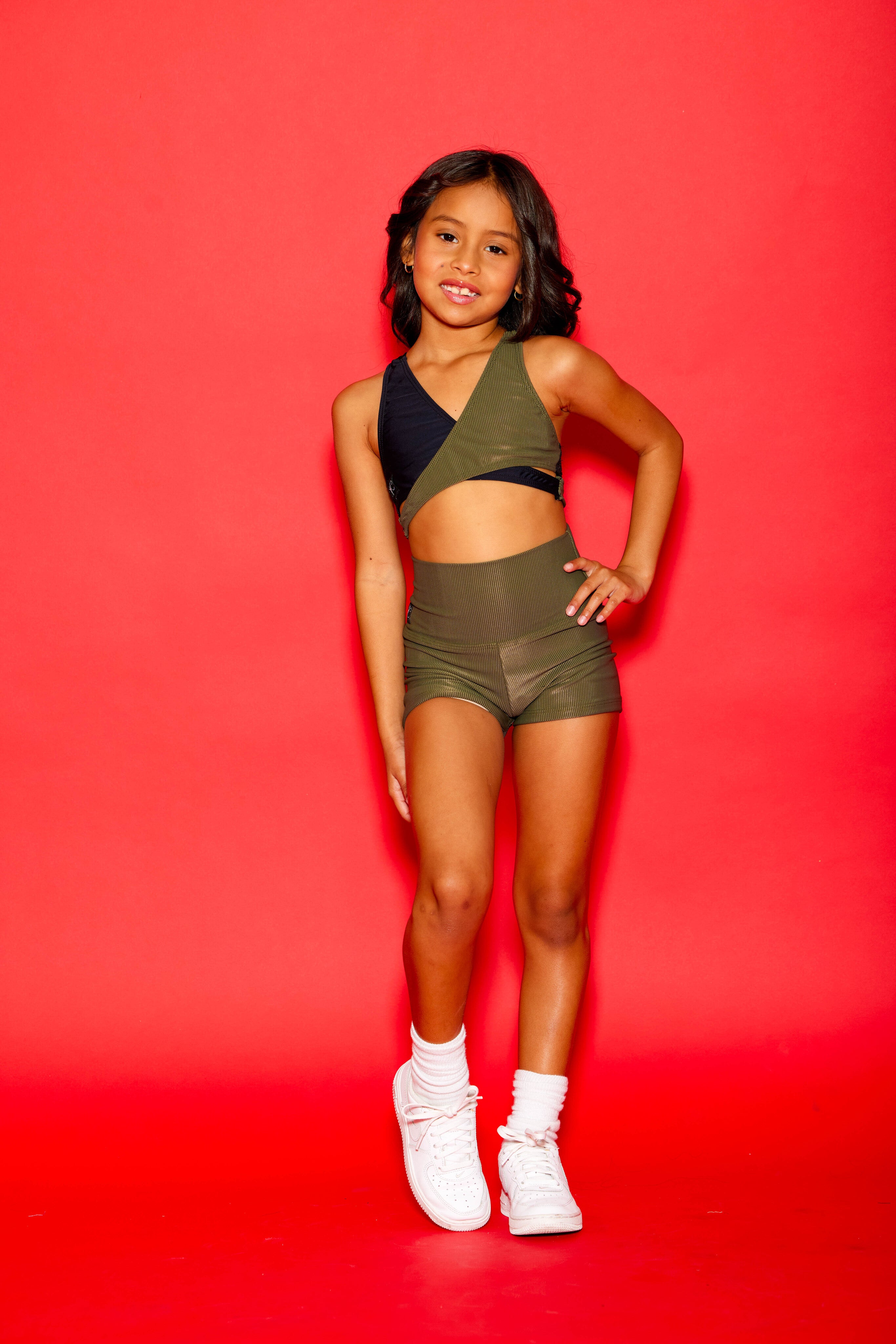 Cross Me Not Ribbed Dash Short - Olive Ribbed - Ready To Ship - Final Sale