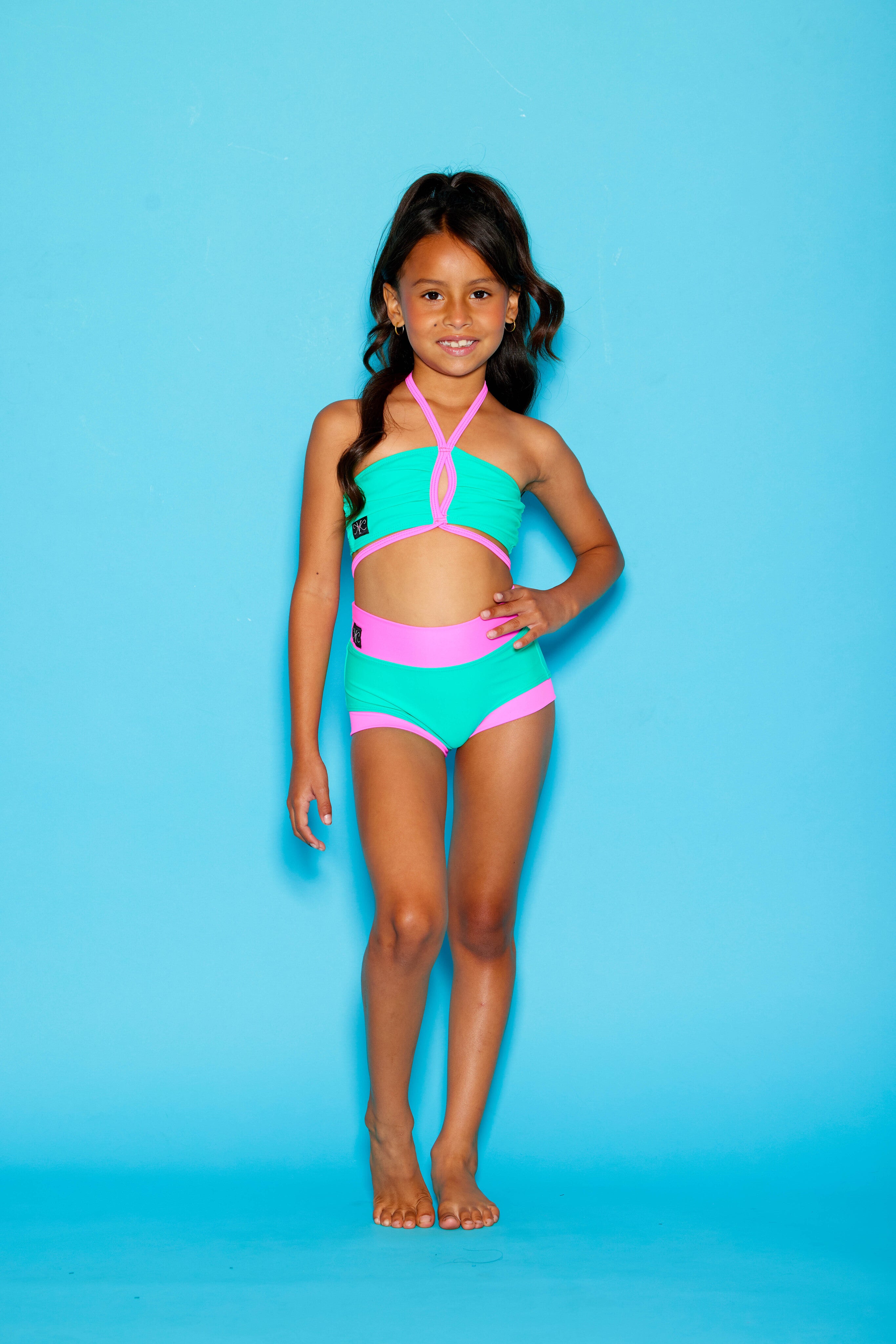 Weekend Brief - Dark Mint/Neon Pink - Ready To Ship