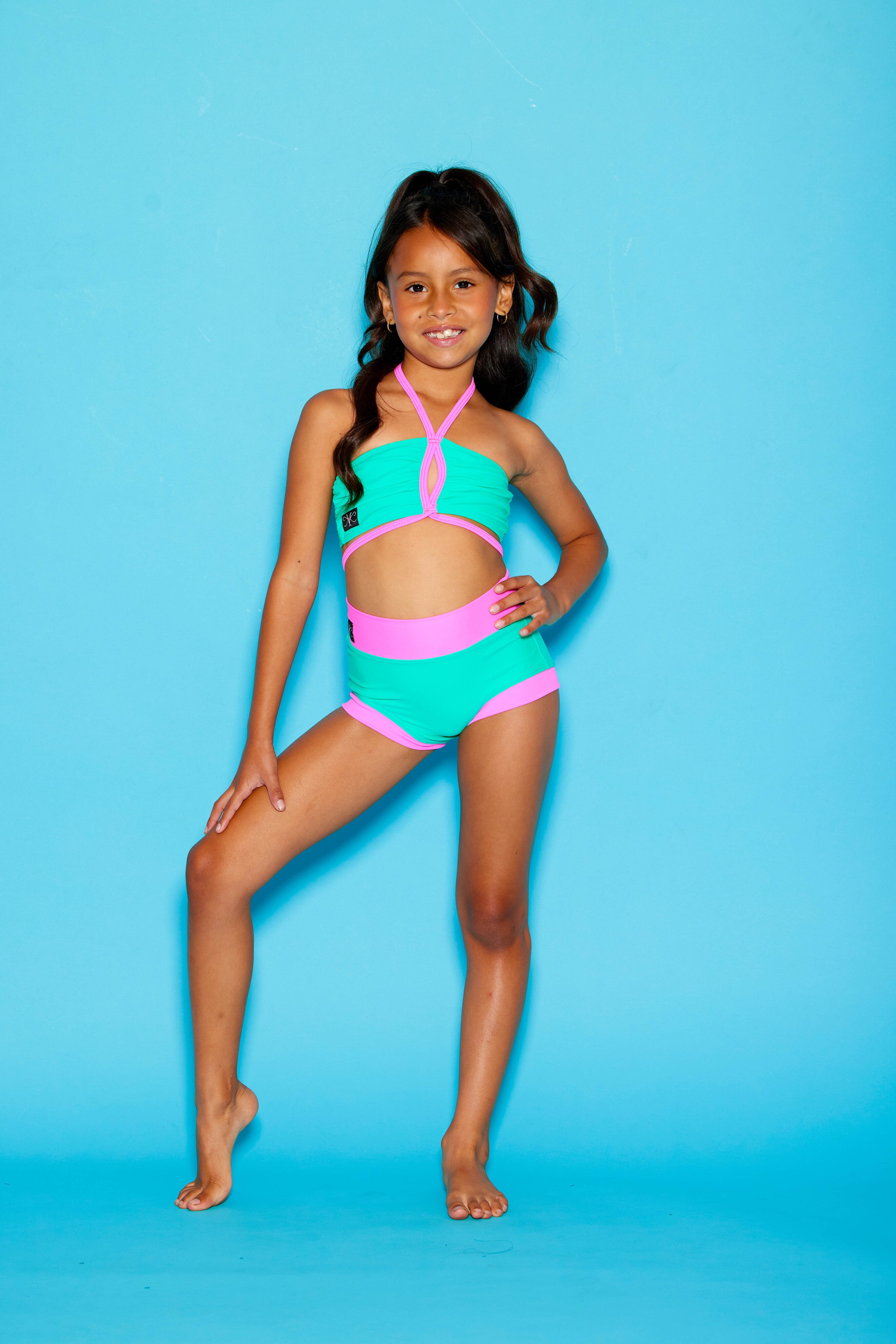 Weekend Brief - Dark Mint/Neon Pink - Ready To Ship