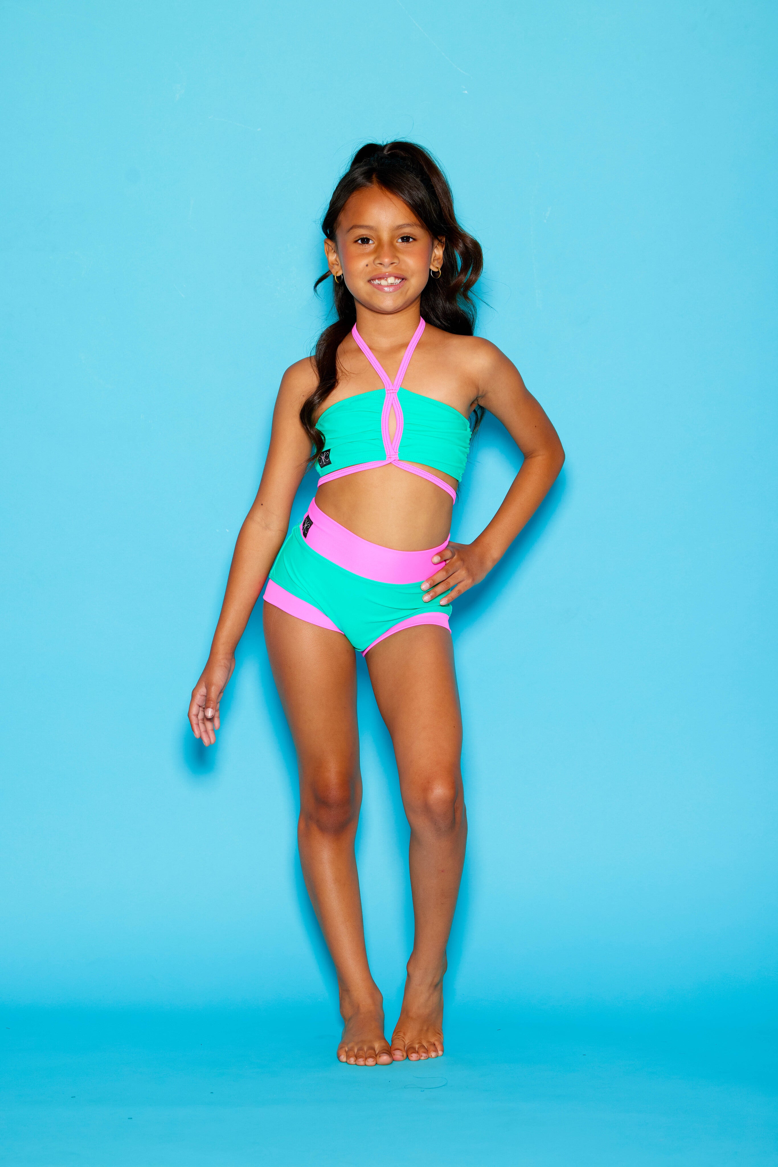 Weekend Brief - Dark Mint/Neon Pink - Ready To Ship