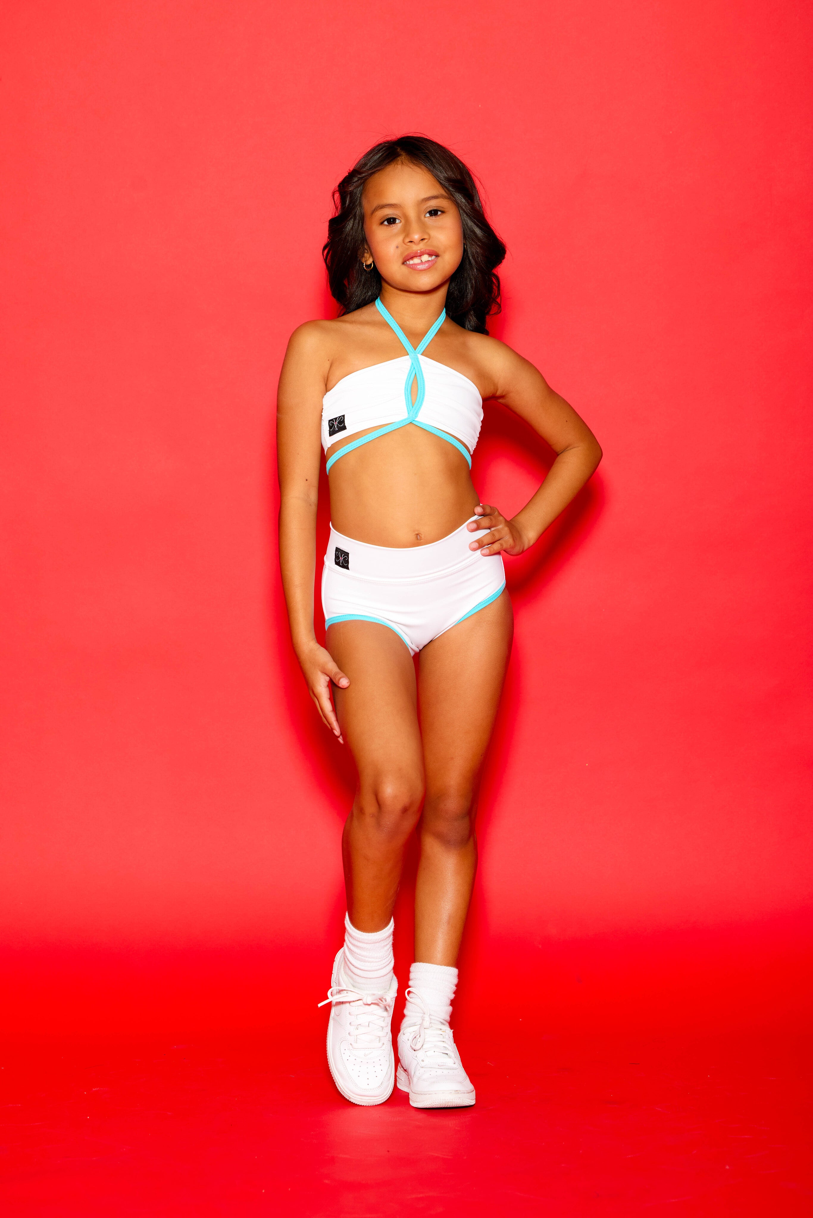 Weekend Bra Top - White/Sky Blue - Ready To Ship