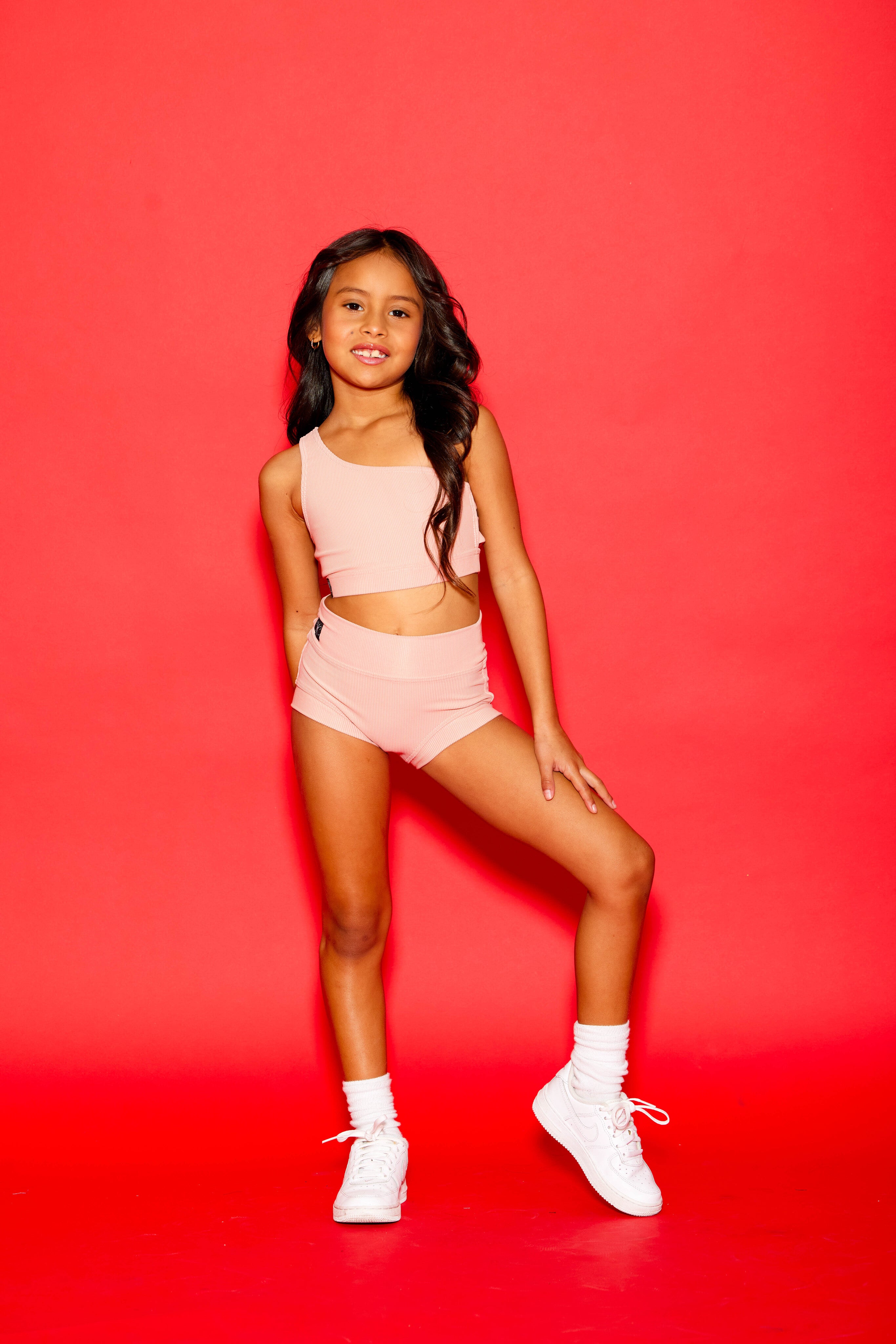 Cross The Line Ribbed Bra Top - Blush Pink Ribbed - Ready to Ship