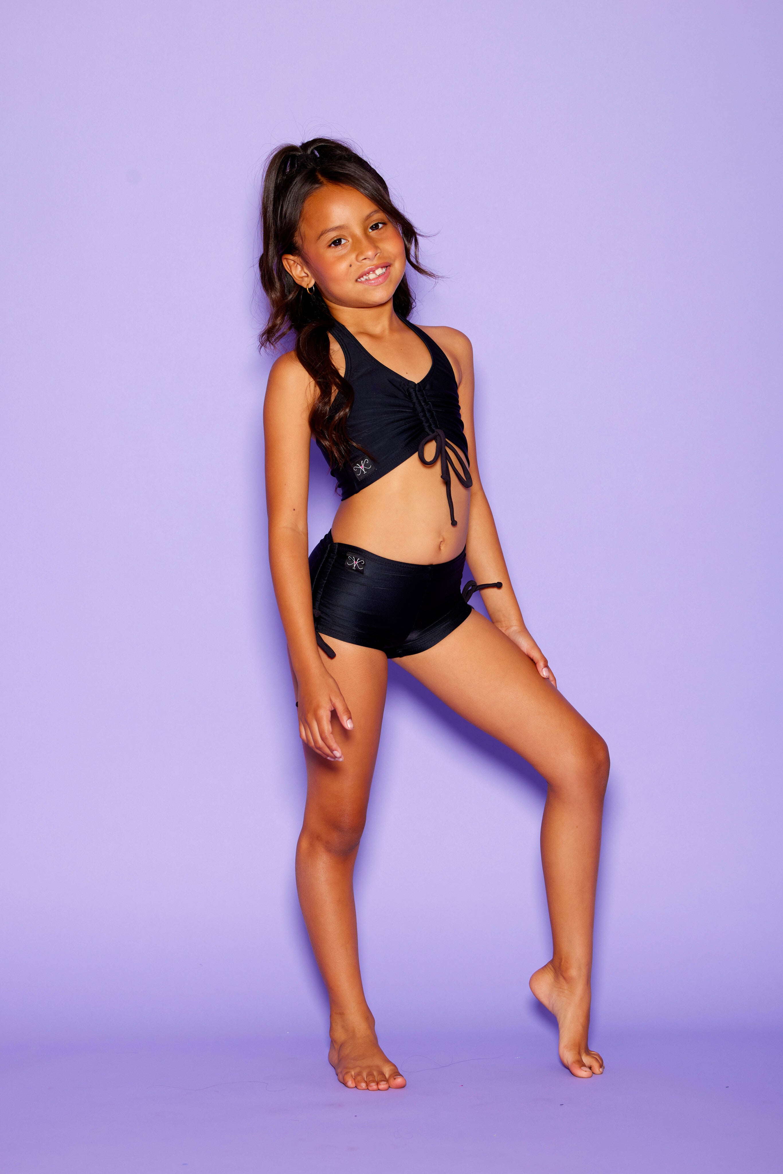 Simply Cinched Halter Crop Top - Black - Ready To Ship