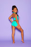 Simply Cinched Short - Dark Mint/Bubblegum - Ready To Ship - Final Sale
