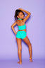 Simply Cinched Short - Dark Mint/Bubblegum - Ready To Ship - Final Sale