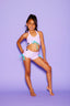 Simply Cinched Halter Crop Top - Lavender Mist/Sky Blue - Ready To Ship - Final Sale