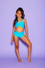 Simply Cinched Short - Turquoise/Neon Orange - Ready To Ship - Final Sale