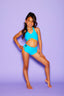 Simply Cinched Short - Turquoise/Neon Orange - Ready To Ship - Final Sale