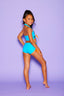 Simply Cinched Short - Turquoise/Neon Orange - Ready To Ship - Final Sale