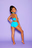 Simply Cinched Short - Turquoise/Neon Orange - Ready To Ship - Final Sale