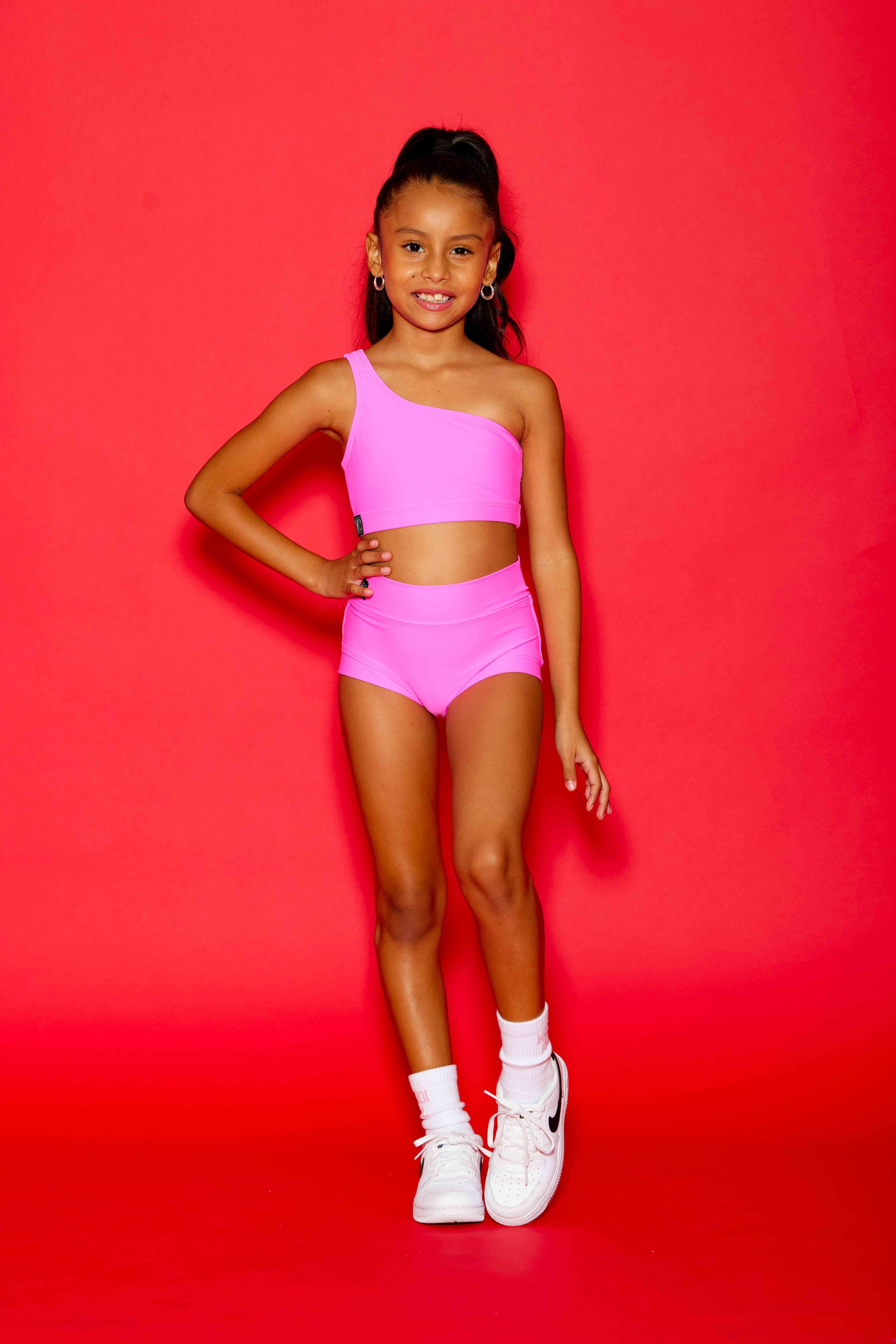 Cross the Line Bra Top - Neon Pink - Ready To Ship