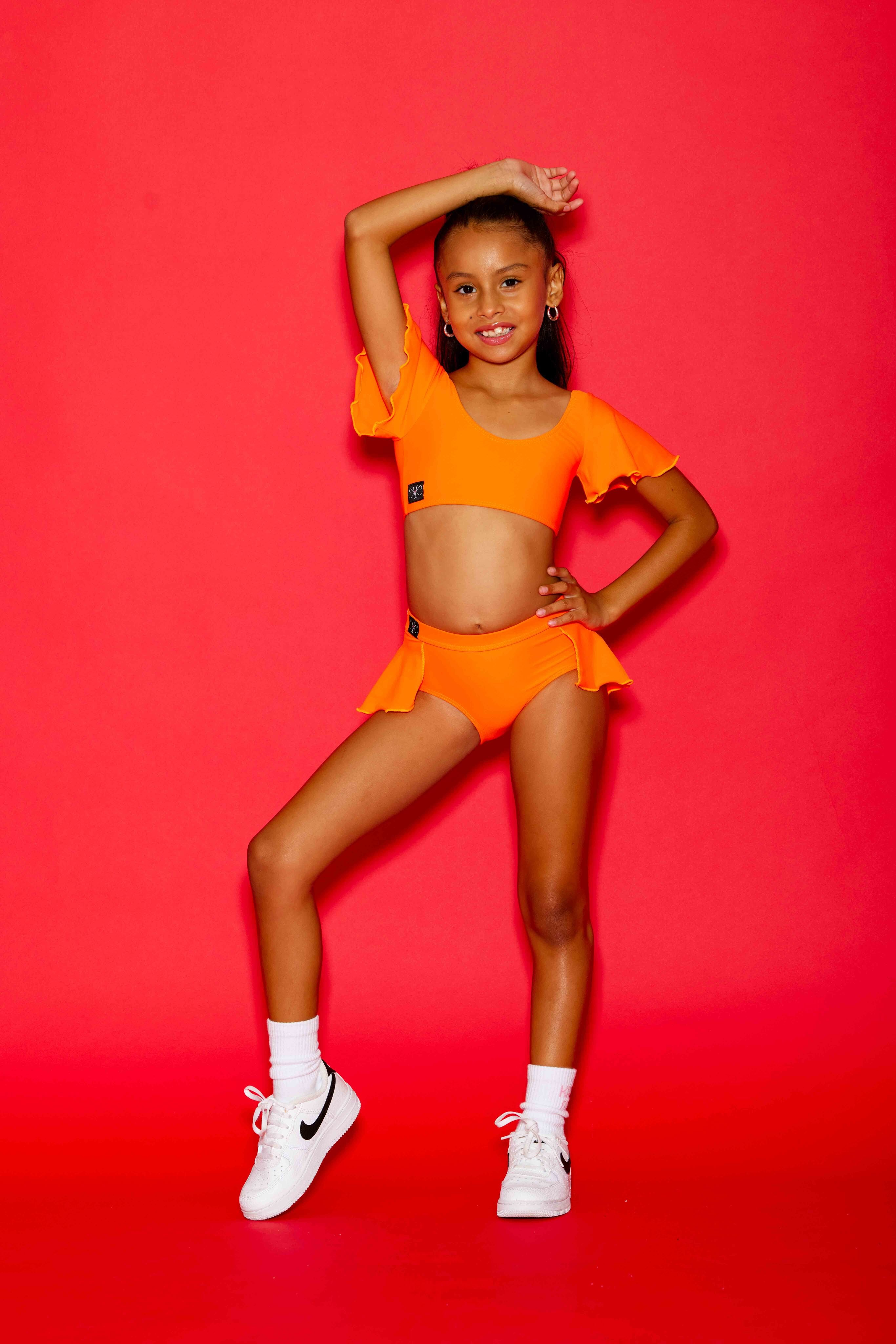 Flutter Bra Top - Neon Orange - Ready To Ship